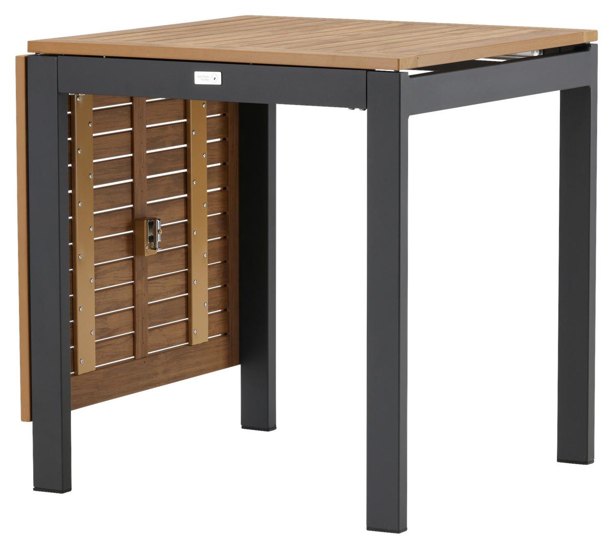 Balkontisch Diego - Schwarz/Braun, KONVENTIONELL, Holz/Metall (70/70/75cm) - Gardenson