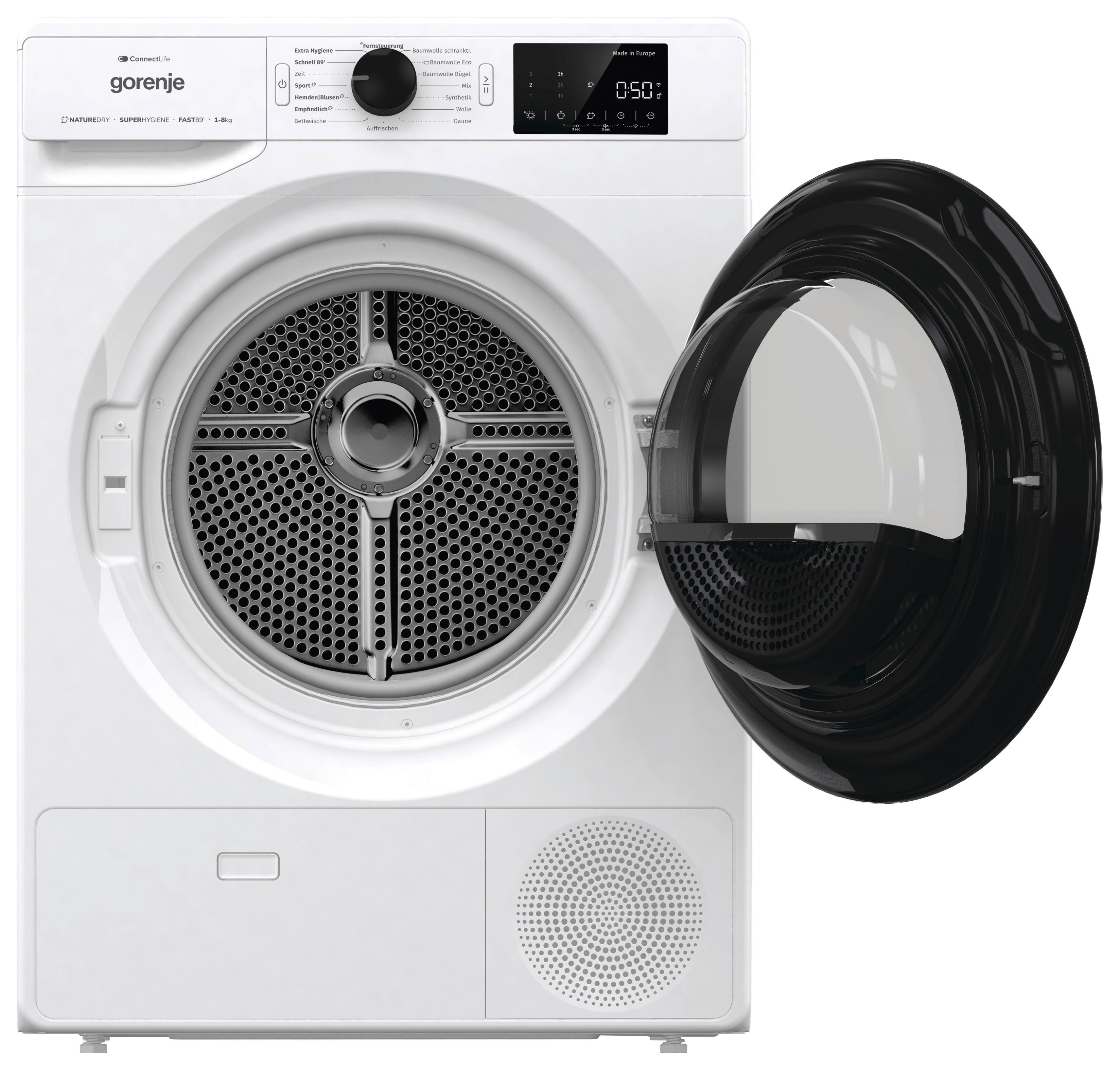 Wärmepumpentrockner Dpne82/Gn - Weiß, MODERN, Glas/Kunststoff (60/85/62,5cm) - Gorenje