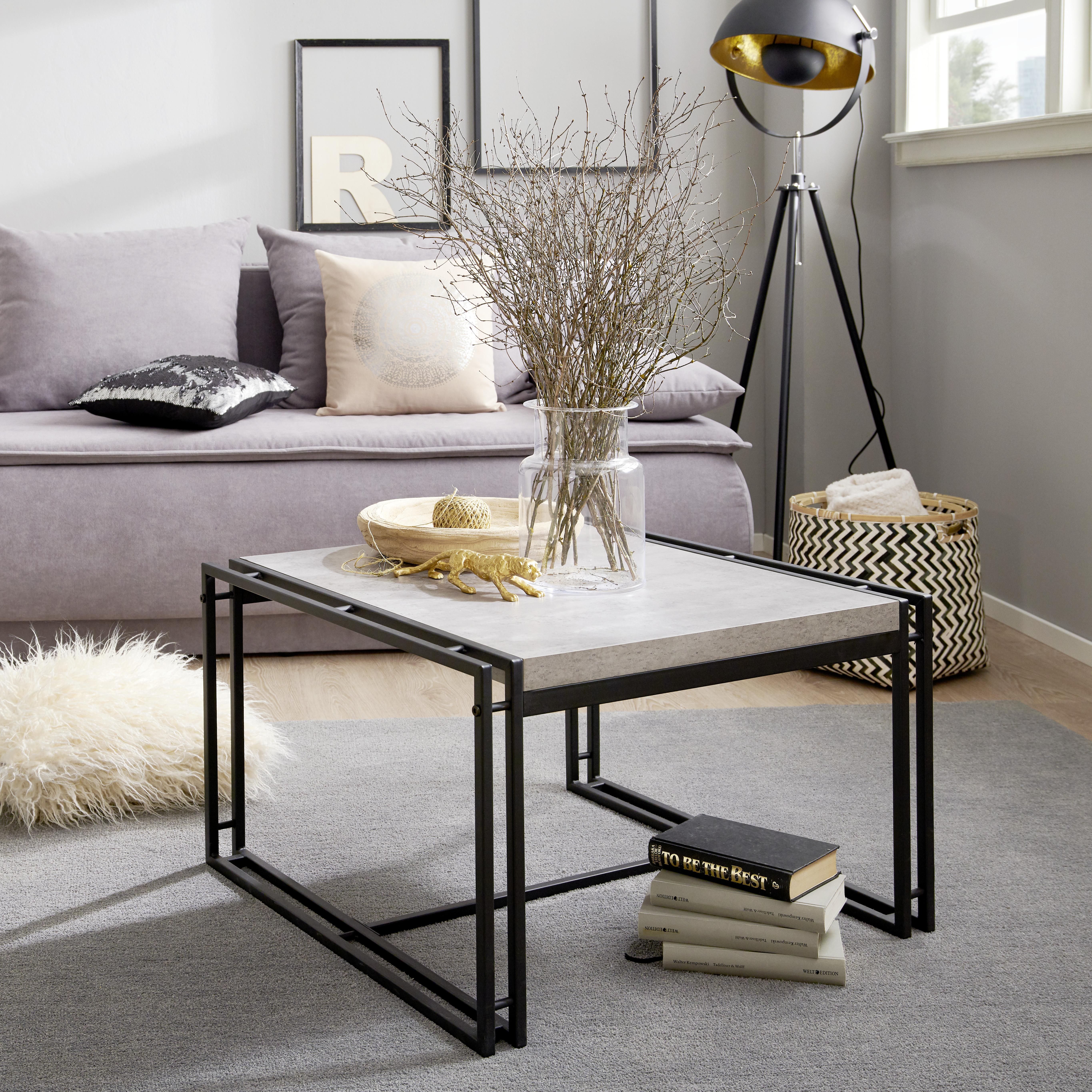 Dohányzóasztal Bistro - fekete/szürke, Modern, műanyag/faalapú anyag (72/45/72cm) - Zandiara
