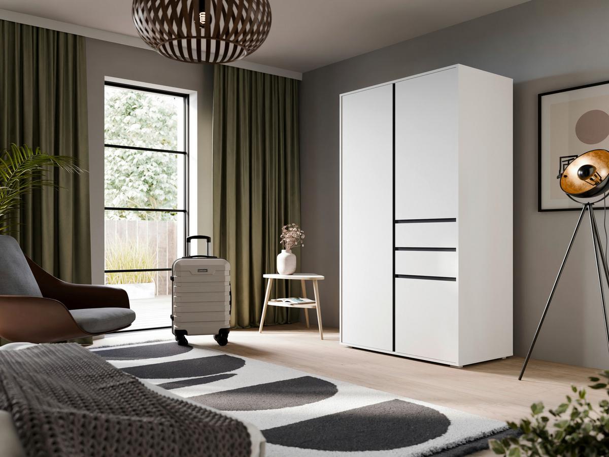 DREHTÜRENSCHRANK Falun Weiß B: 100cm - Weiß, MODERN, Holzwerkstoff (100/194/56cm) - MID.YOU