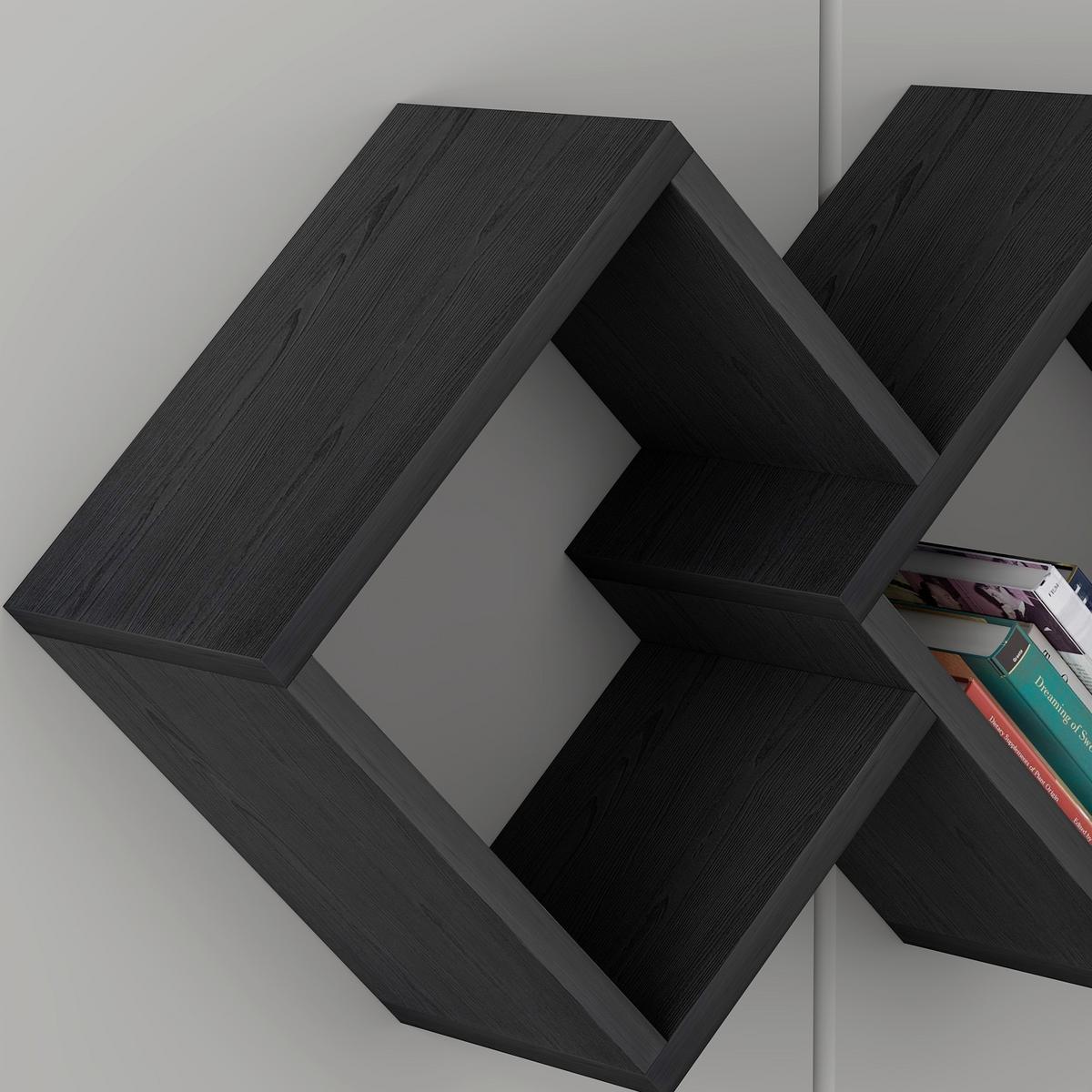 Wandregal Galaxy Schwarz B: 102 Cm - Schwarz, Design, Holzwerkstoff (102/42/20cm) - Livetastic