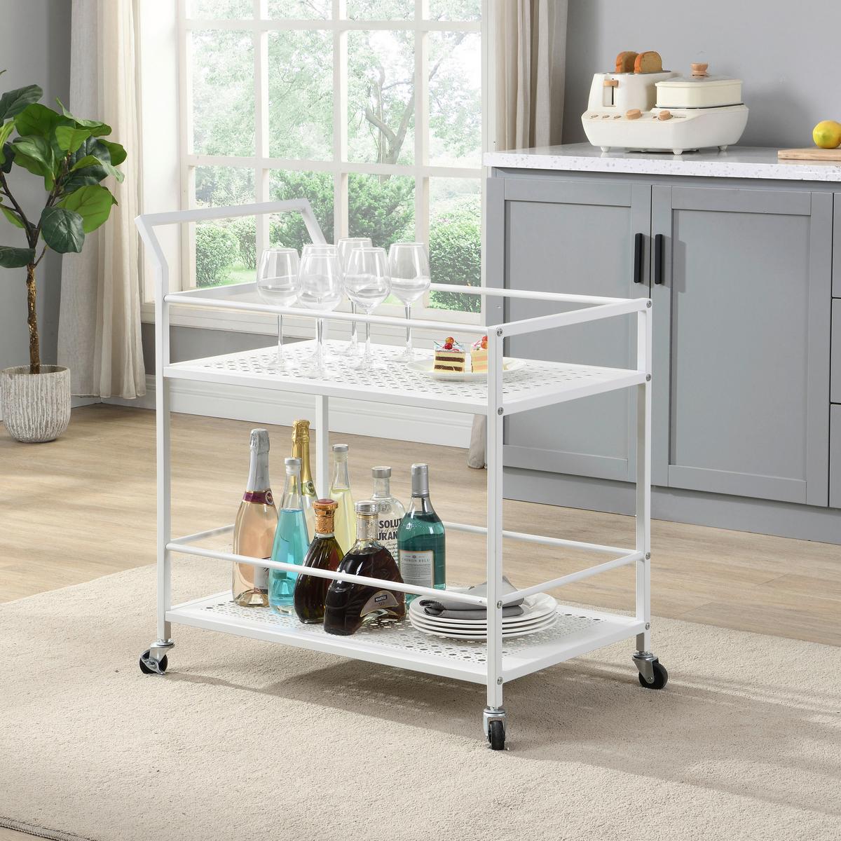 SERVIERWAGEN Weiß B: 79 cm - Weiß, Design, Kunststoff/Metall (79/45/83cm) - MID.YOU