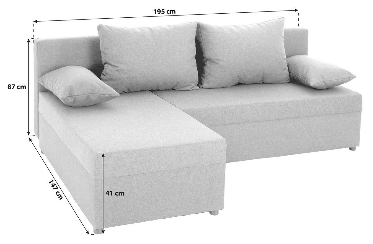 Rohová sedačka JON, šedá, oboustranná,lůžko,úl.prostor - šedá/černá, Design, textil/plast (195/147cm) - Based