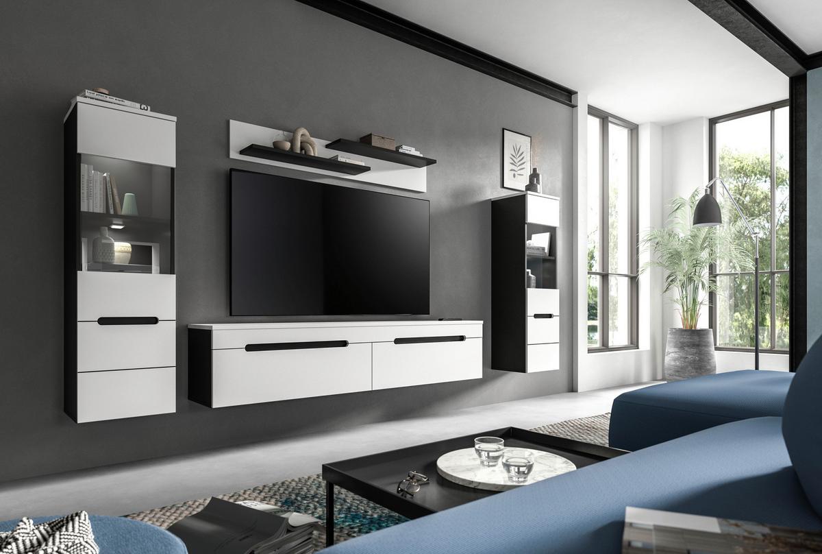 WOHNWAND Canu Weiß B: 272cm - Schwarz/Weiß, Design, Holzwerkstoff (272/141/33cm) - Livetastic