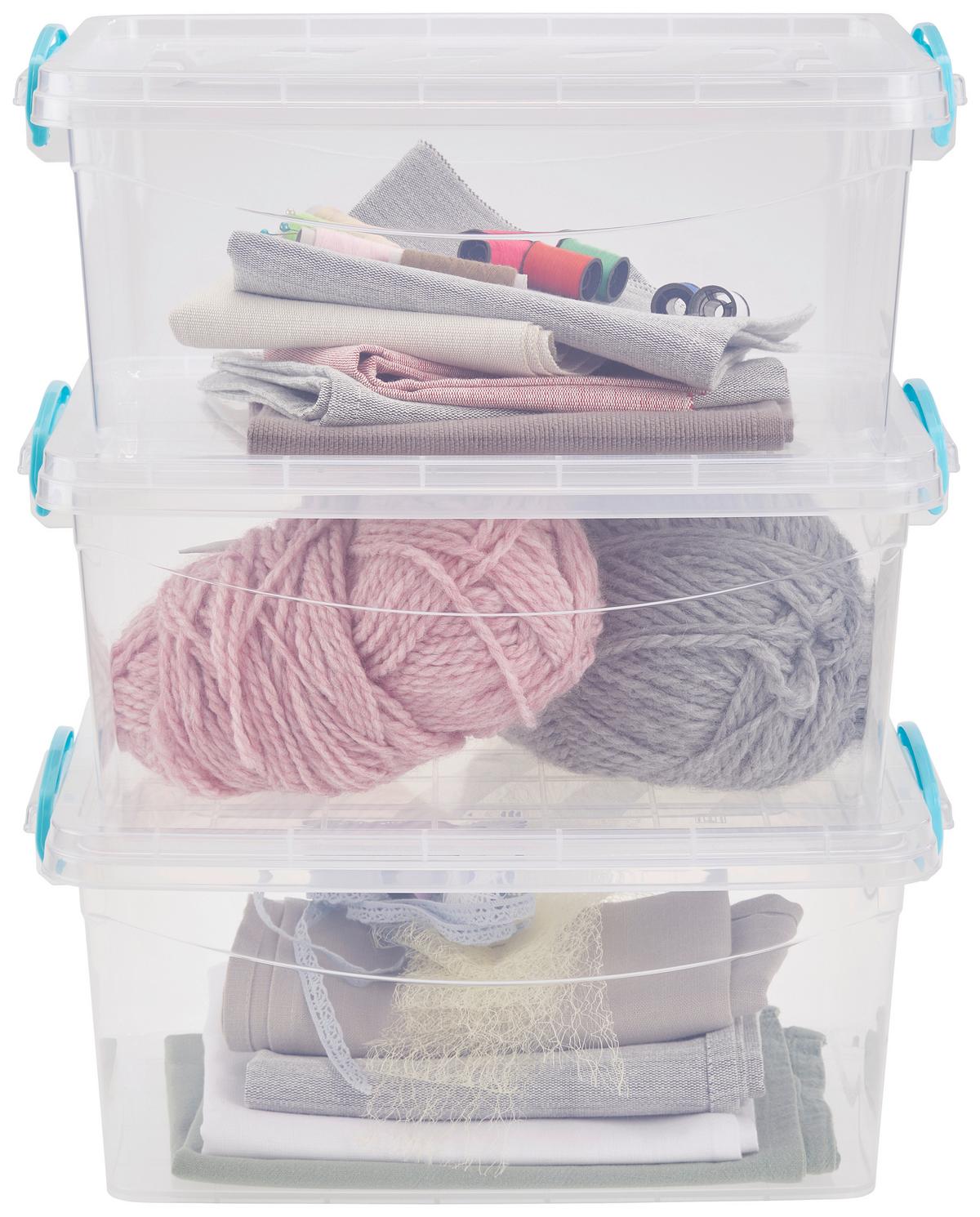 Tárolódobozszett Daris - áttetsző/kék, Basics, műanyag (37/24,5/15cm) - Homezone