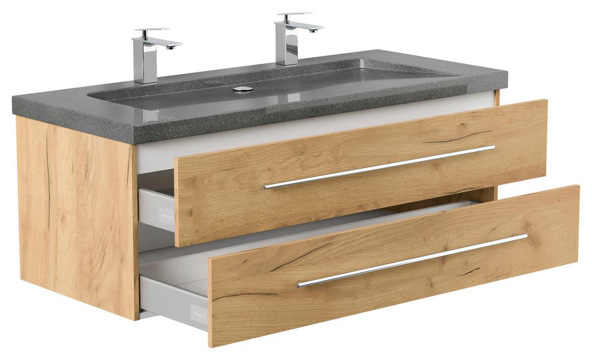 WASCHTISCHKOMBI Yamo, Eichefarben B: 130cm - Eichefarben, Basics, Holzwerkstoff/Stein (130cm) - MID.YOU