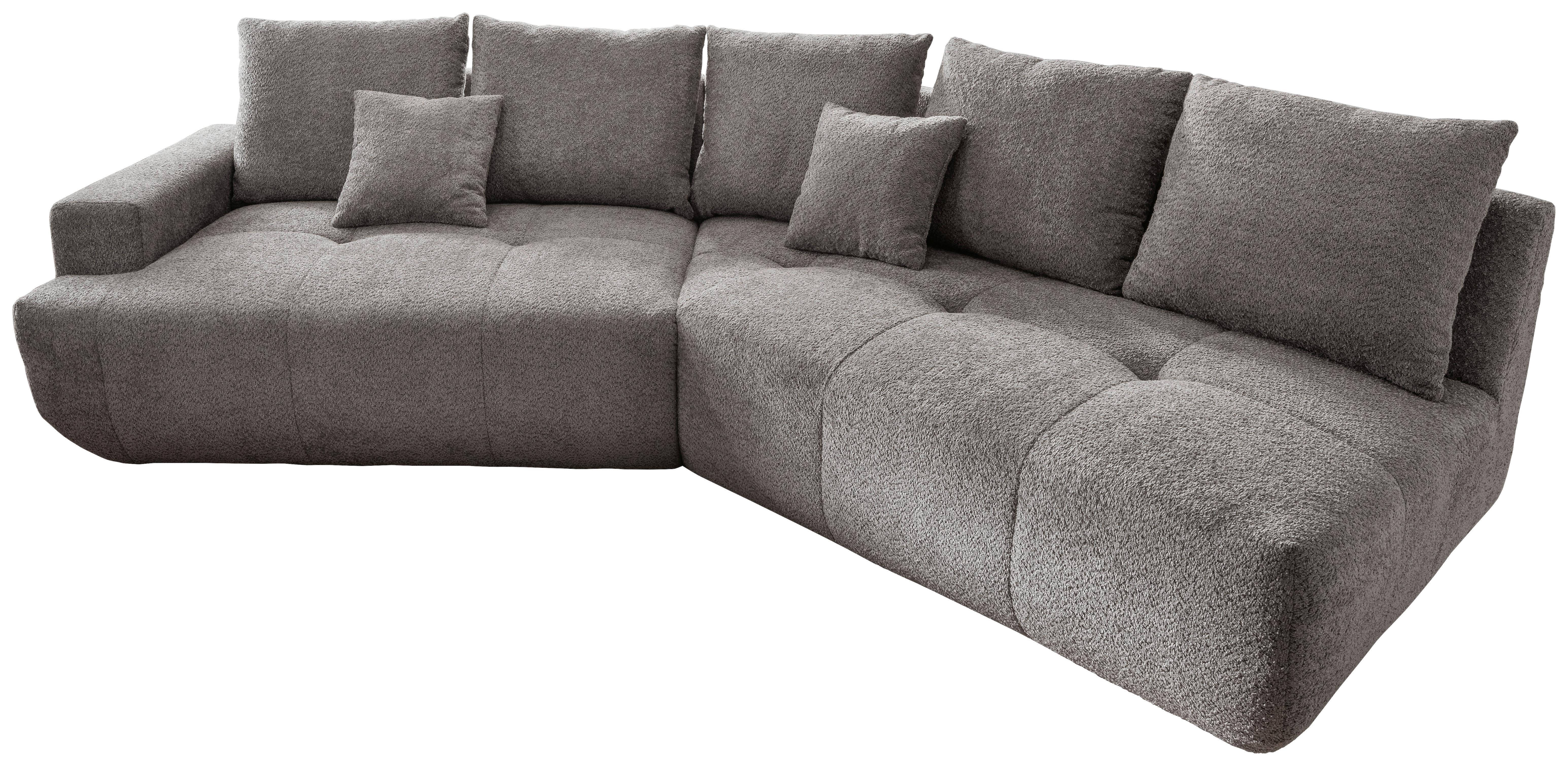 Big Sofa Fertilia Bouclé Anthrazit, B: 323 cm - Anthrazit/Schwarz, MODERN, Textil (323/91/155cm) - Livetastic