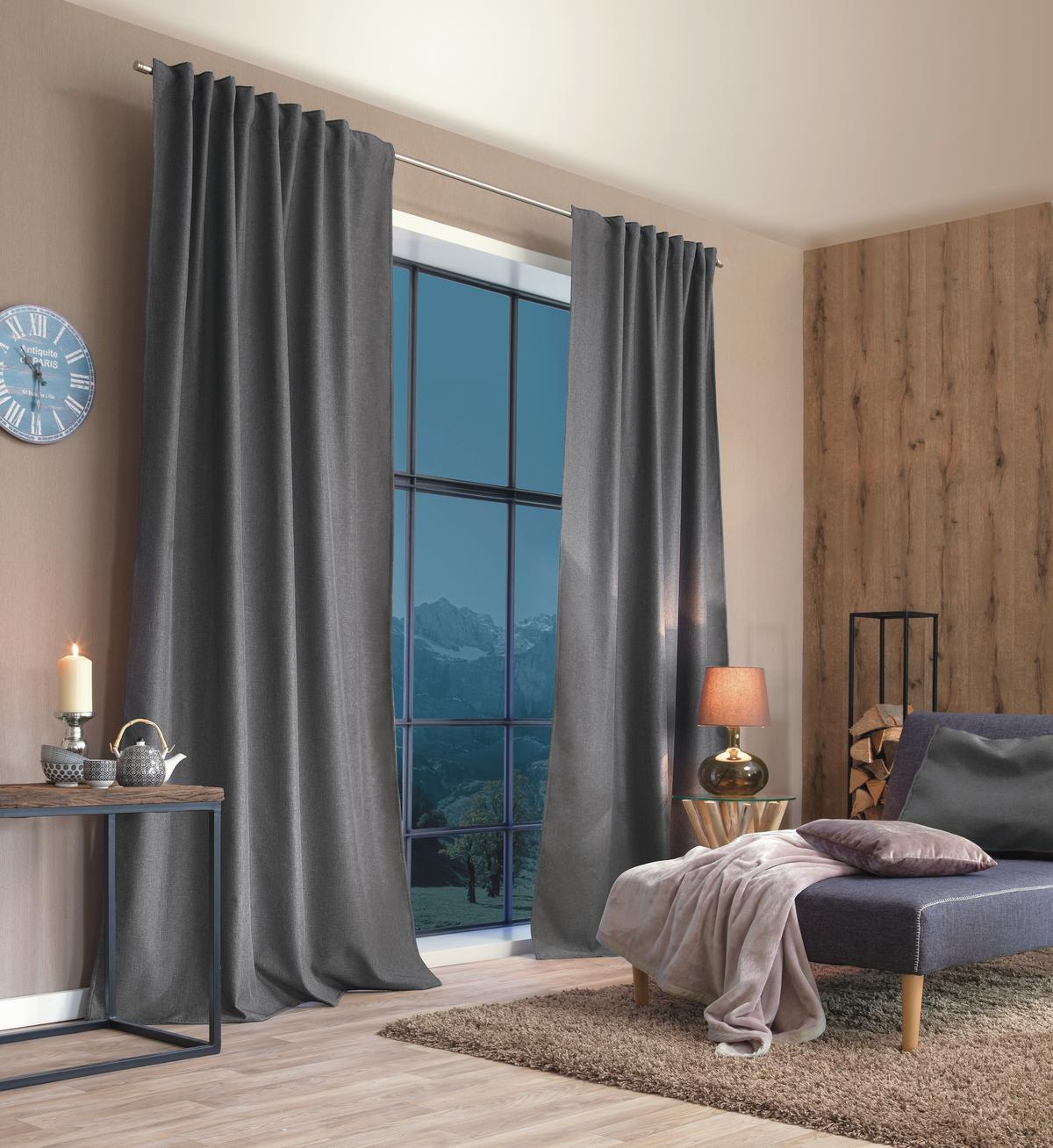 WÄRMESCHUTZVORHANG Grau B: 135 cm - Grau, KONVENTIONELL, Textil (135/245cm)