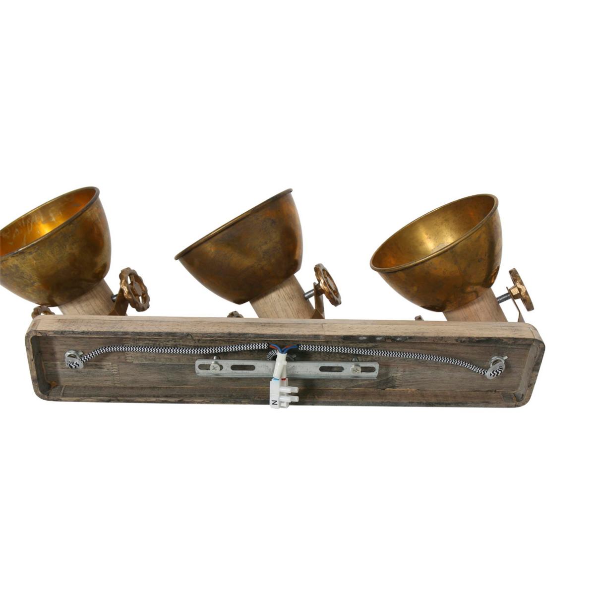 Deckenspots Gearwood - Bronzefarben/Kupferfarben, Trend, Holz/Metall (59/19/23cm)