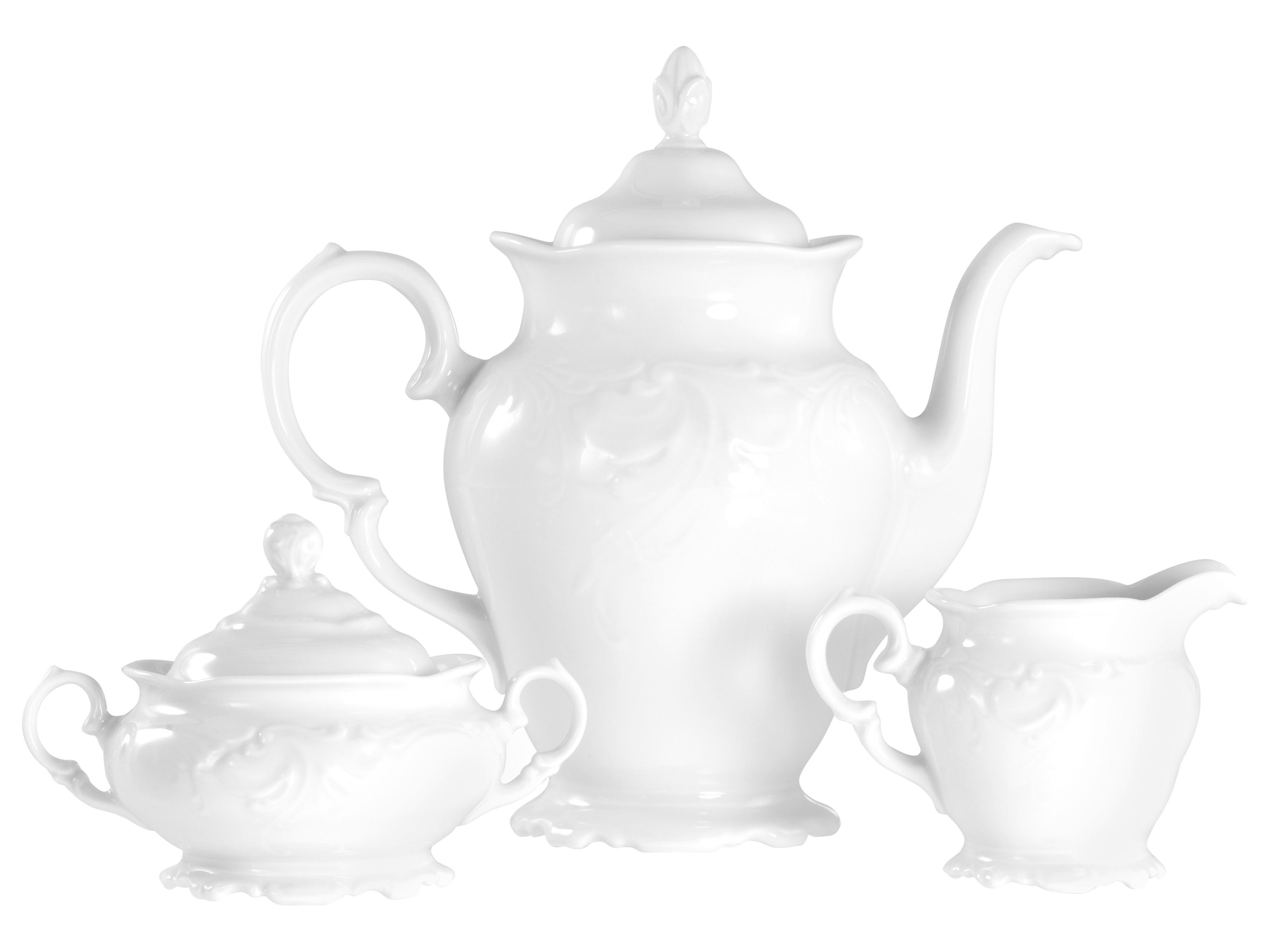 Kaffeeservice Porzellan, Weiß, 3-teilig - Weiß, Basics, Keramik - Creatable