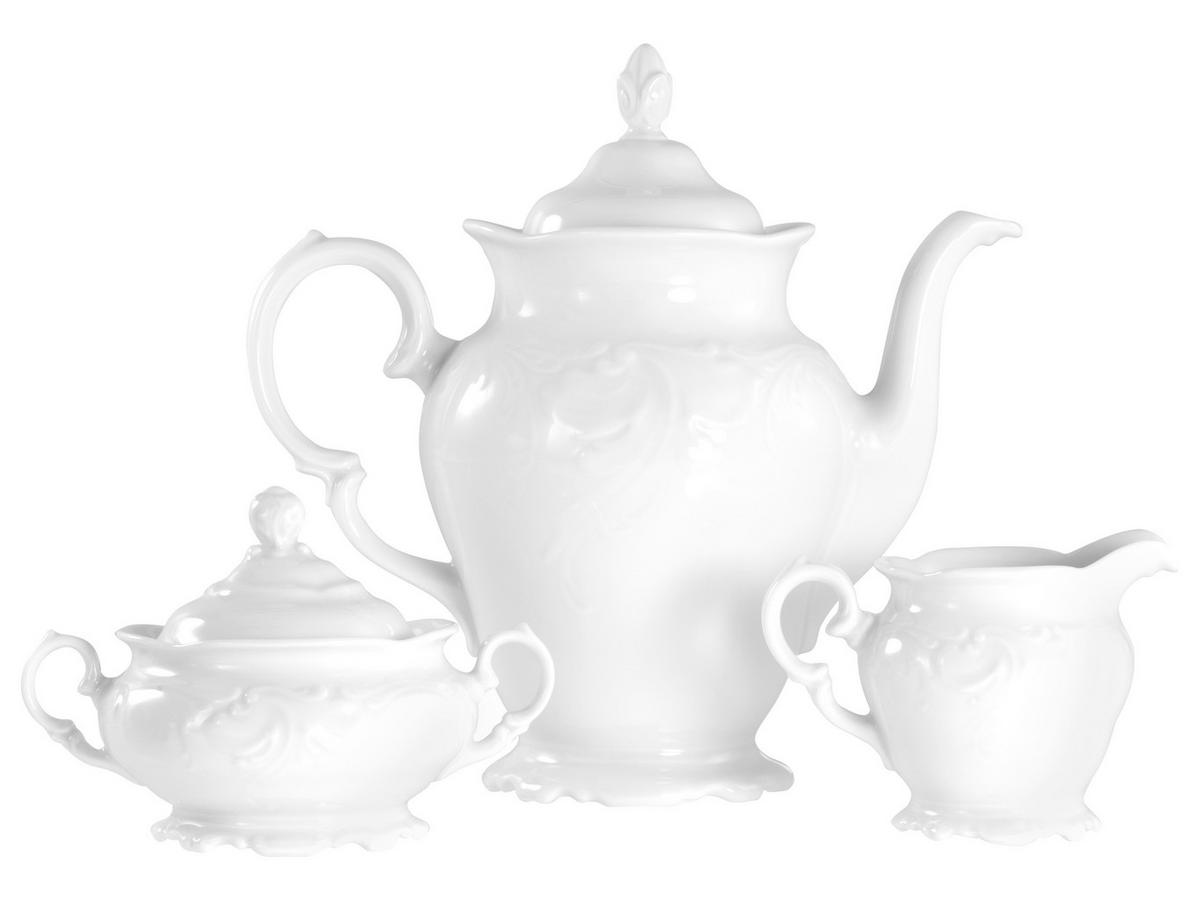 Kaffeeservice Porzellan, Weiß, 3-teilig - Weiß, Basics, Keramik - Creatable