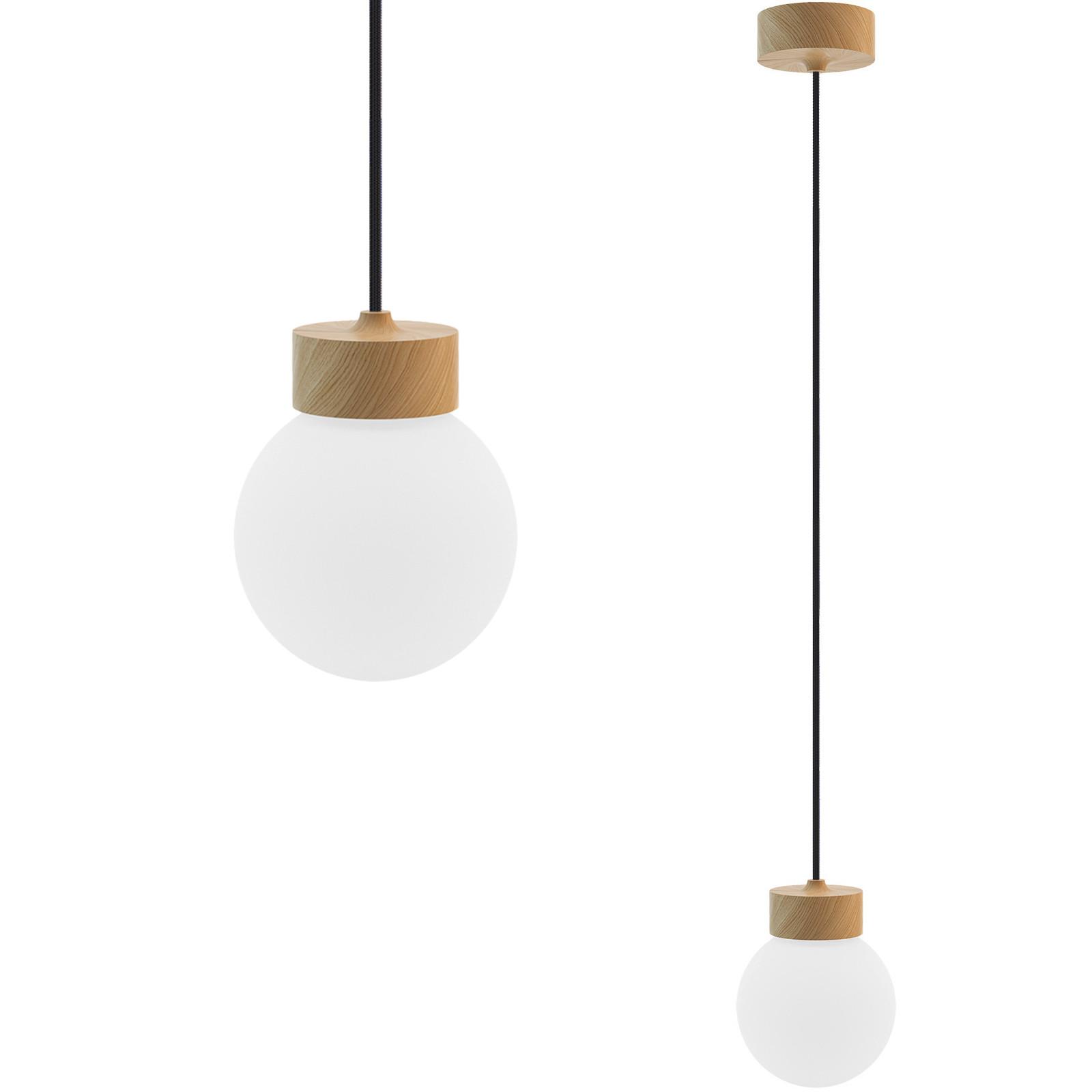 Hängeleuchte 8570145 Barrel-Orb 1 - Eiche - Eichefarben/Weiß, Design, Glas/Holz (13,5/150cm)