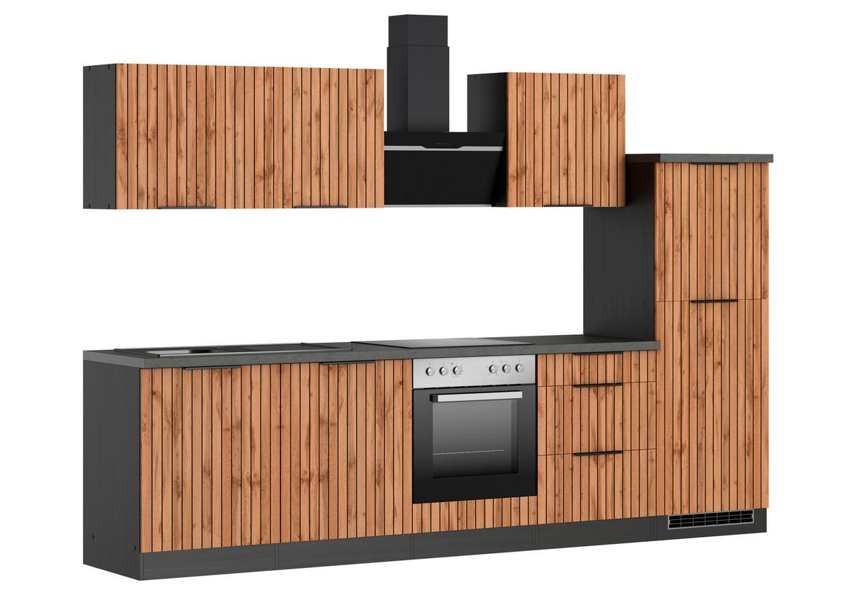 Küchenblock Liverpool Graphit/eiche Dekor B: 240 Cm - Schieferfarben/Eiche Wotan, Basics, Holzwerkstoff (300cm) - Held