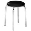 Stapelhocker Pub Metall Chrom/ Lederlook Schwarz H: 45 cm - Schwarz, KONVENTIONELL, Kunststoff/Metall (46/45cm)