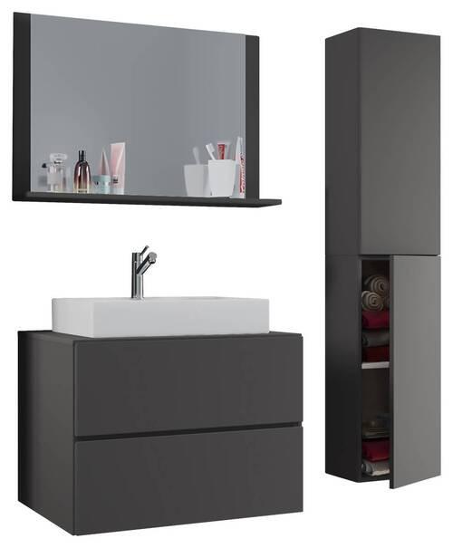 Badmöbel-set 4-tlg. Lendas 114 Cm Anthrazit - Anthrazit/Weiß, MODERN, Glas/Keramik (114cm) - MID.YOU