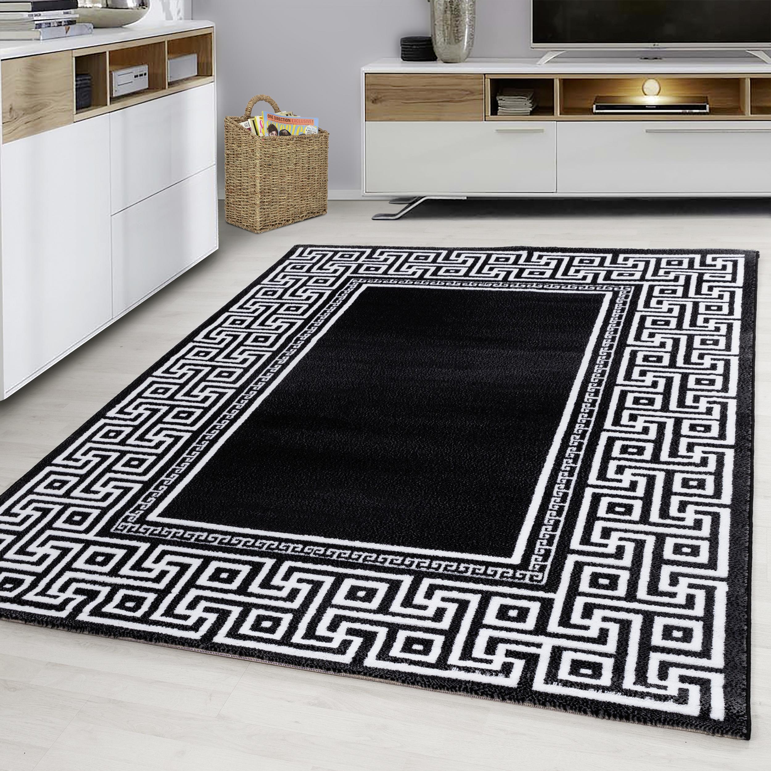 Teppich Läufer Schwarz/Weiß Parma 80x300 cm - Schwarz/Weiß, KONVENTIONELL, Textil (80/300cm)