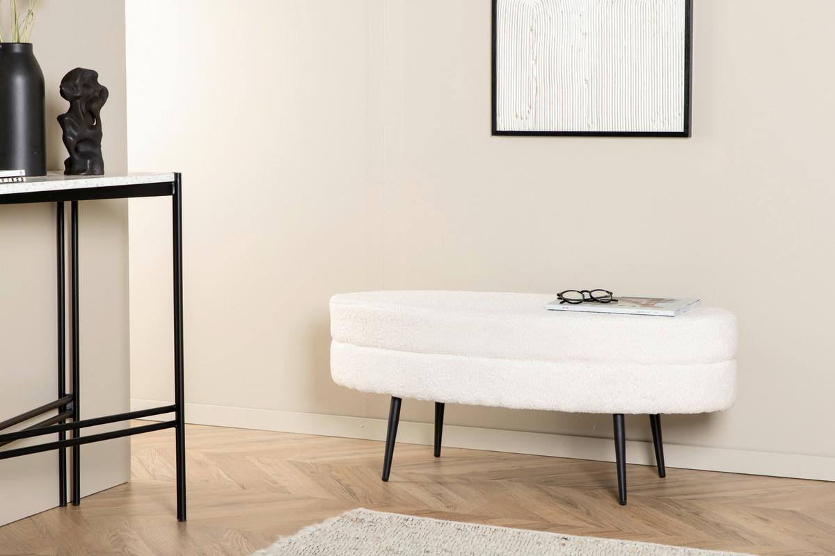 Hockerbank Otto - Schwarz/Weiß, Design, Textil/Metall (100/41/40cm) - Livetastic