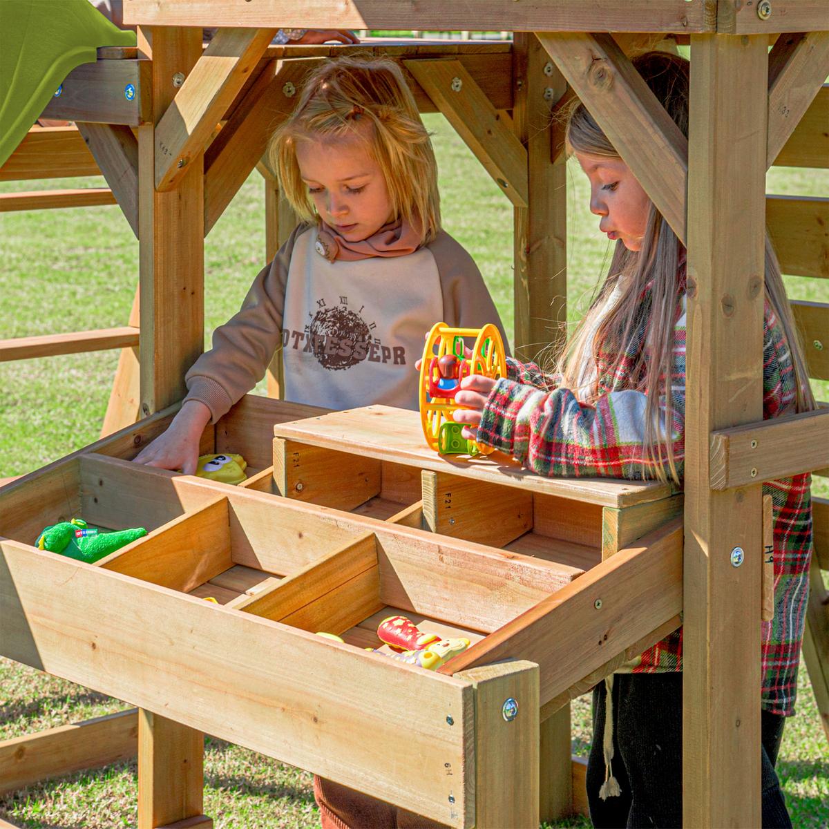 Spielturm Mit Rutsche Limegrün - Anthrazit/Limette, Basics, Holz/Kunststoff (482/500/338cm) - Ambia Garden