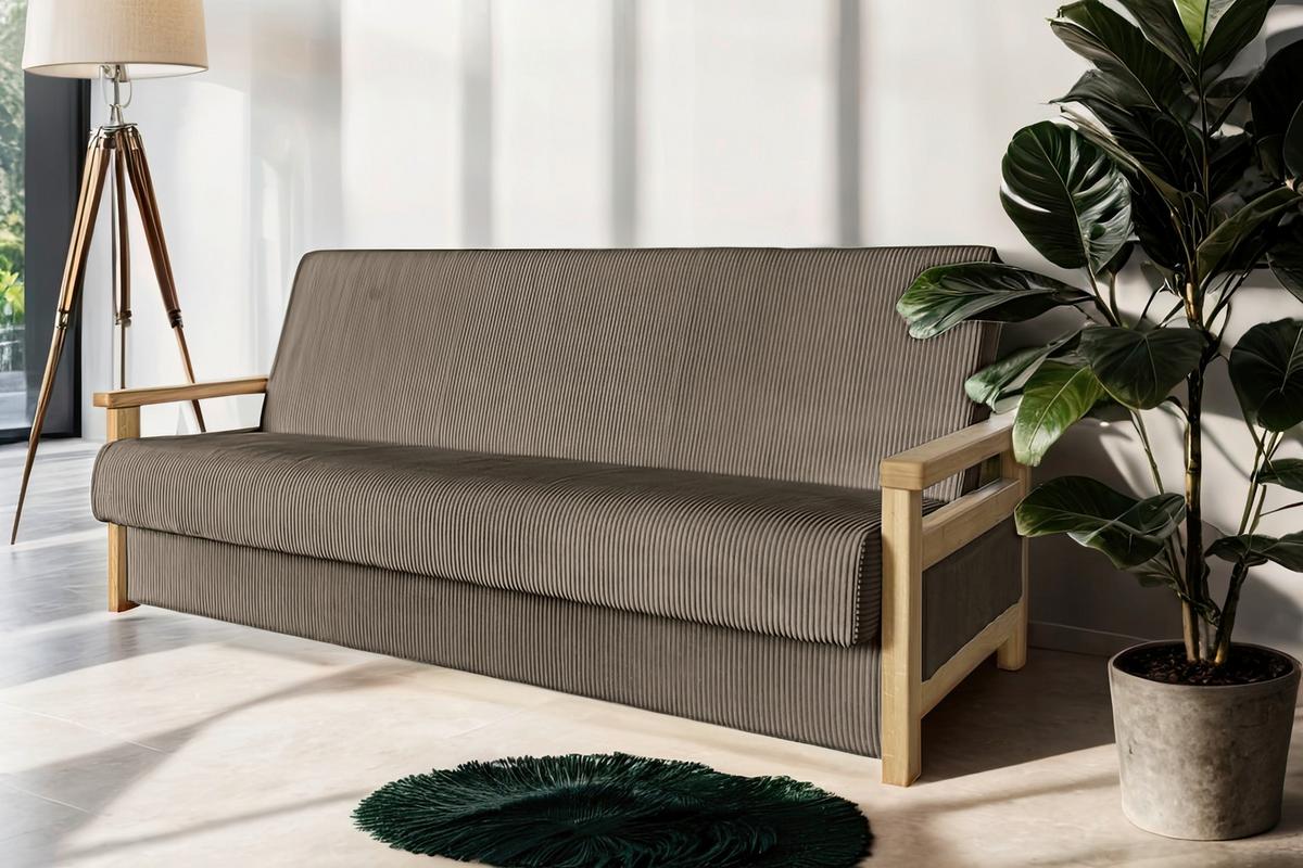 Schlafsofa Malaga Braun B: 220cm - Naturfarben/Braun, Design, Holz/Textil (220/90/90cm) - P & B