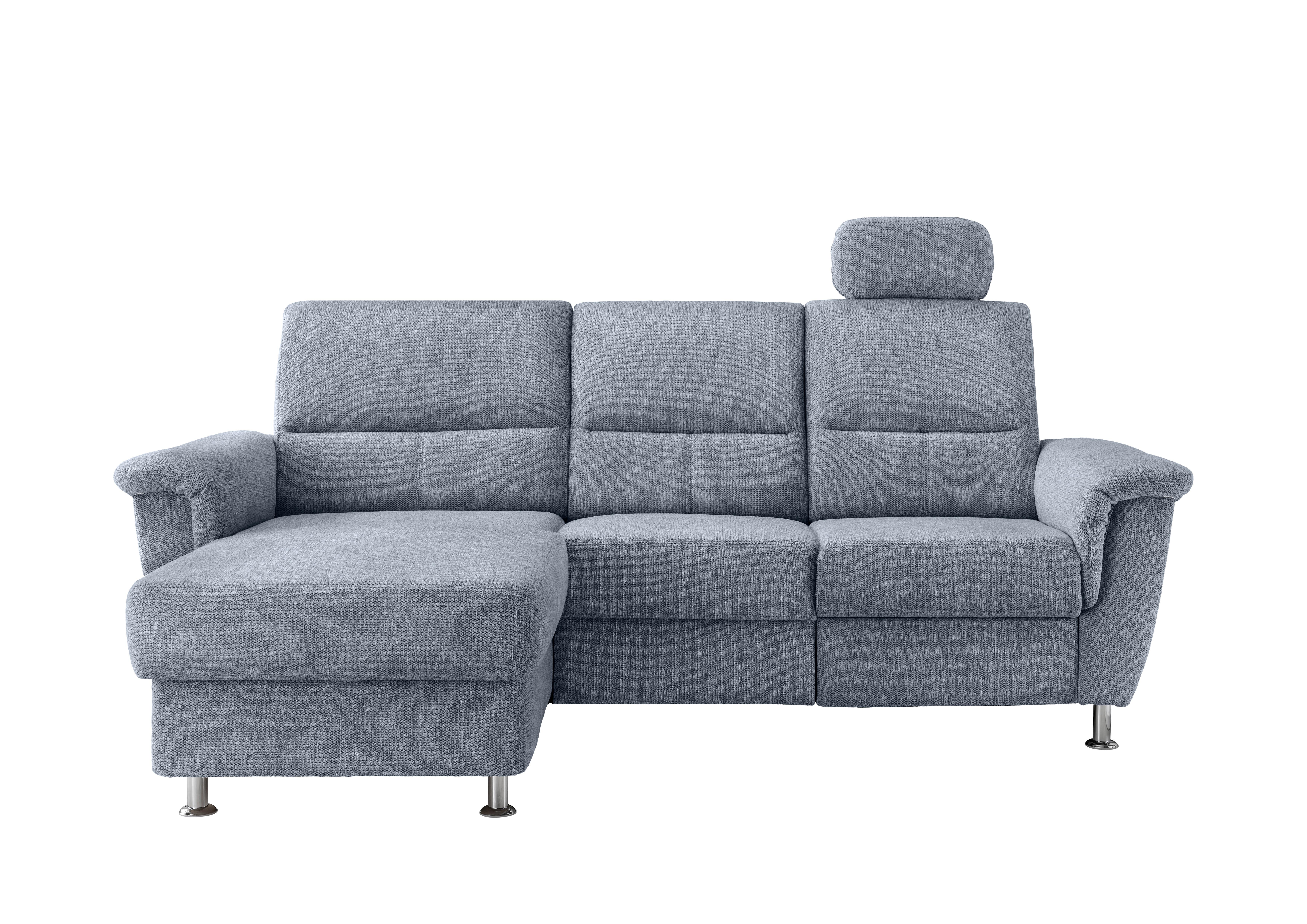 Ecksofa mit Relaxfunktion Parole Hellblau Chenille - Chromfarben/Hellblau, MODERN, Textil (165/231cm) - Livetastic