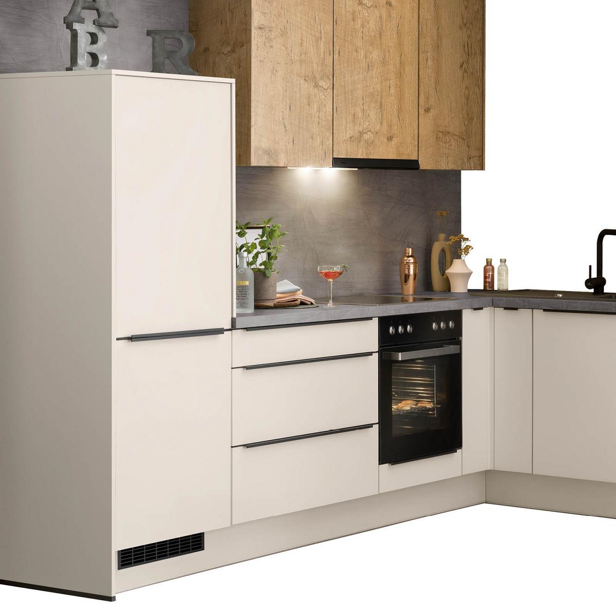 Eckküche Ip1200 Ohne Geräte 292x192 Cm Kiselgrau/eiche - Weiß, MODERN, Holzwerkstoff (292/192cm) - Impuls