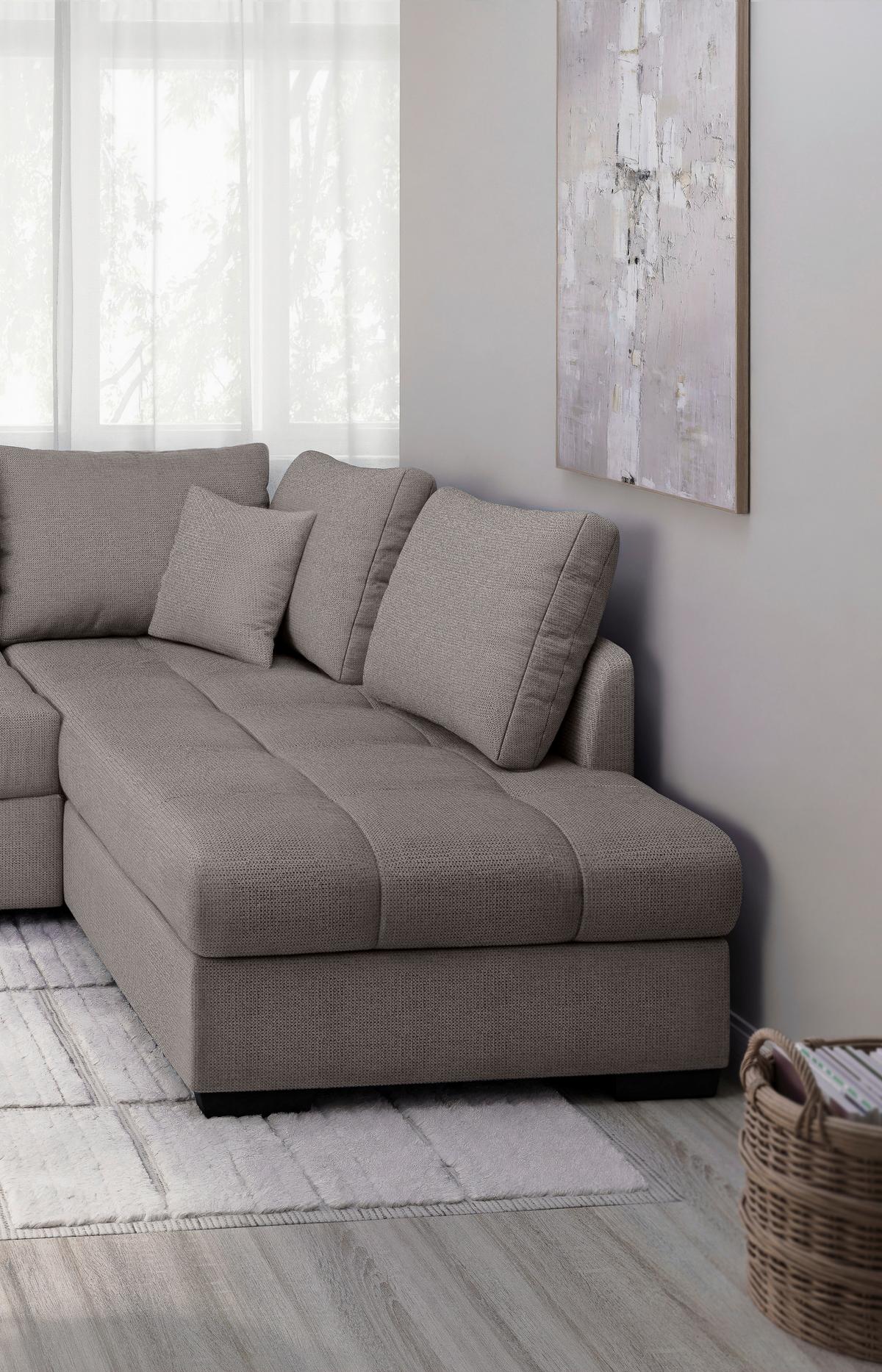 Eckschlafsofa Alvito Graubraun S: 298x202 Cm - Graubraun/Schwarz, MODERN, Textil (298/202cm) - MID.YOU