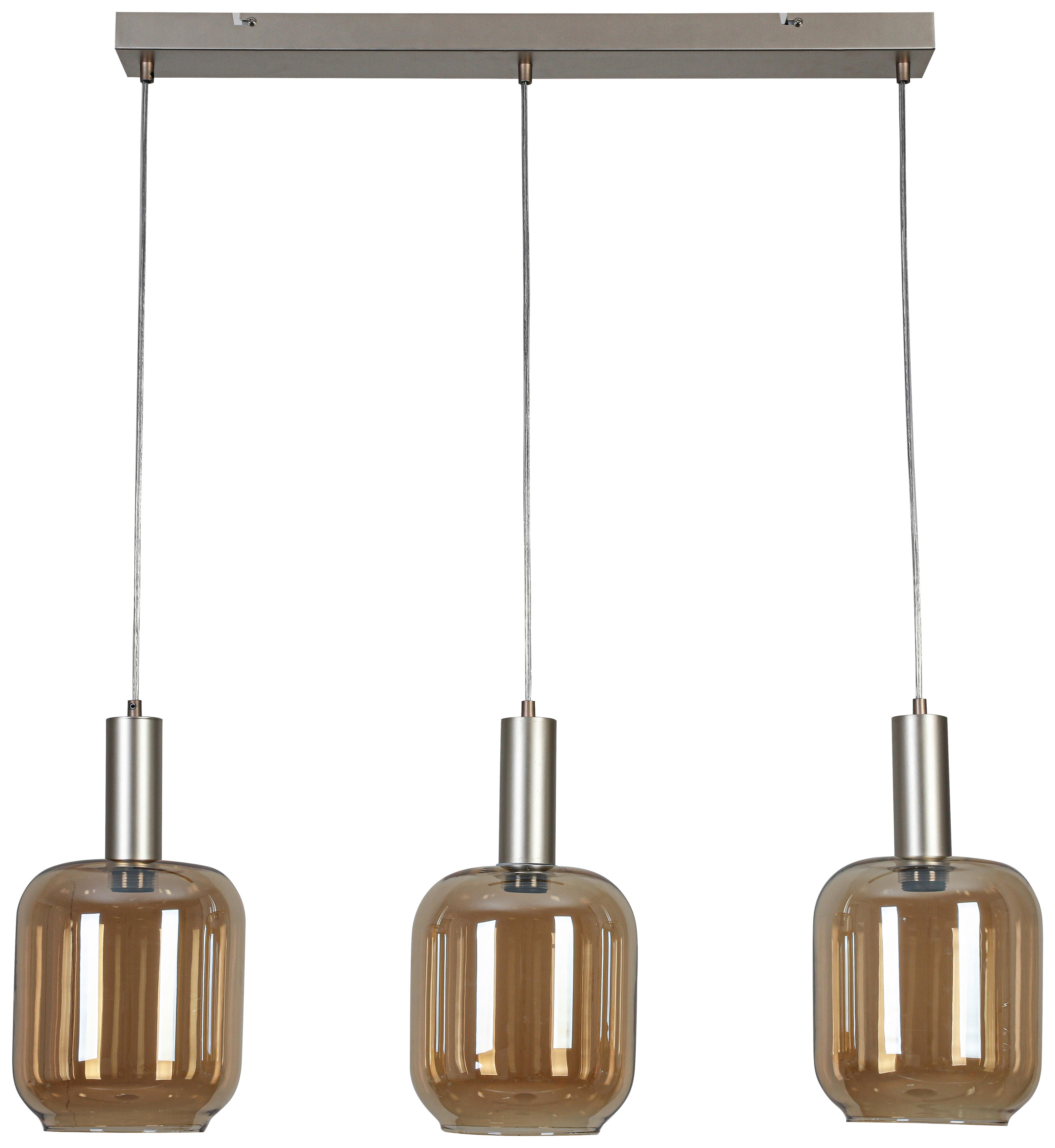 HÄNGELEUCHTE Exkl. 3xE27 40W - Champagner/Transparent, MODERN, Glas/Kunststoff (80/20/120cm)
