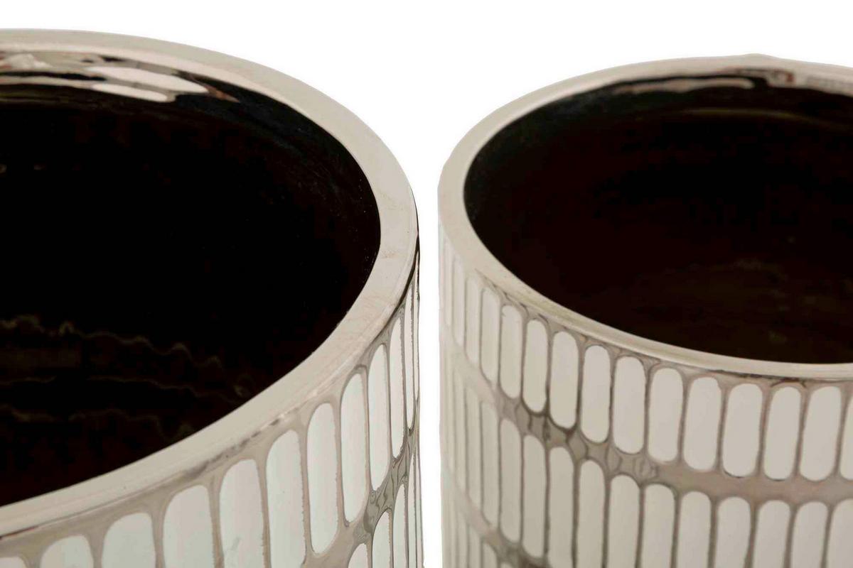 Vase Holder Ray Set 2 Pcs Weiß, Silberfarben B: 22,5 cm - Silberfarben/Weiß, Basics, Keramik (22,5/24/22,5cm)