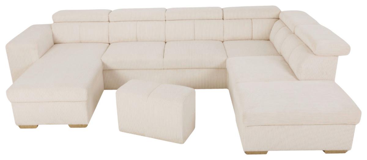 Schlafsofa mit Bettkasten Sirius XL, creme, 219x334cm - Eichefarben/Creme, KONVENTIONELL, Holz/Holzwerkstoff