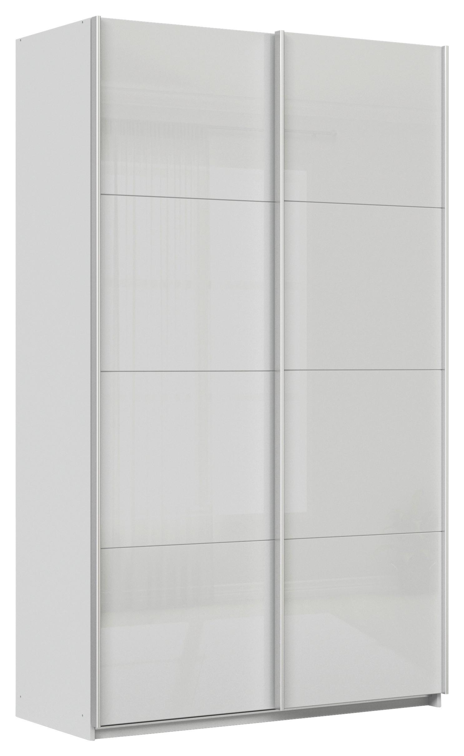 Schwebetürenschrank B: 136cm Feldkirch Seidengrau - Grau Hochglanz/Hellgrau, MODERN, Glas/Holzwerkstoff (136/229/62cm)