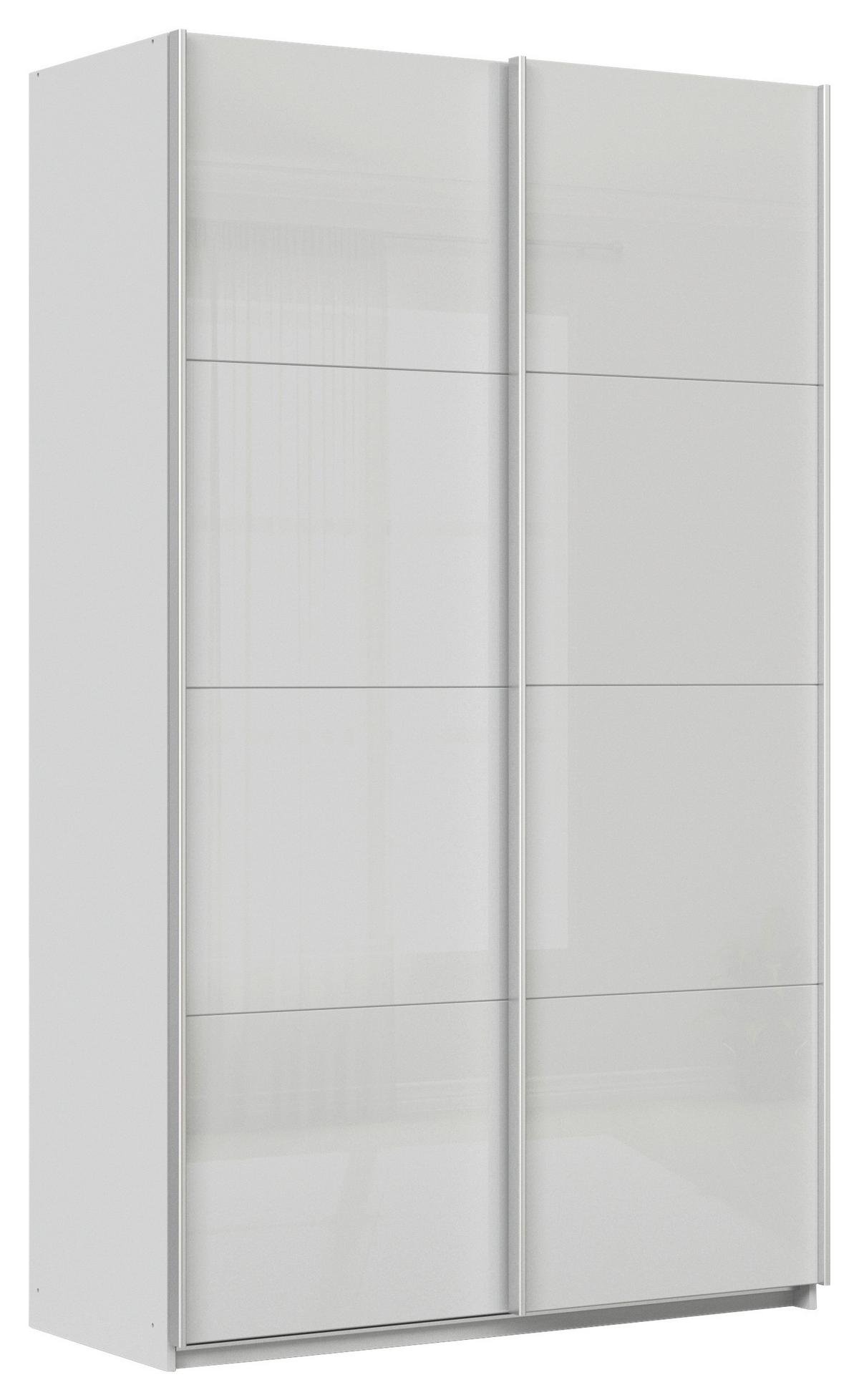 Tolóajtós Szekrény Feldkirch 136/229 Cm - világosszürke/magasfényű szürke, Modern, faalapú anyag/Üveg (136/229/62cm)