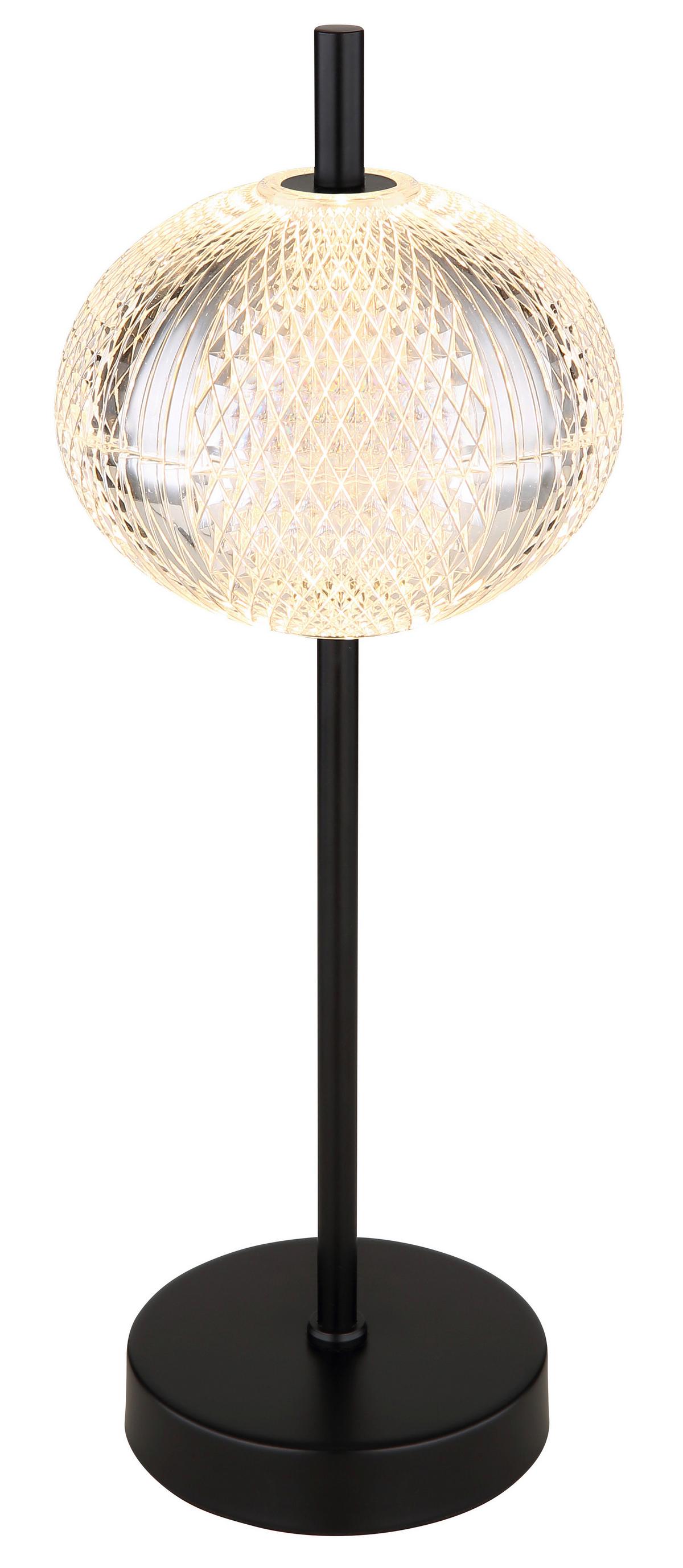 LED-Tischleuchte 16042t - Klar/Schwarz, KONVENTIONELL, Kunststoff/Metall (15/40cm) - Globo