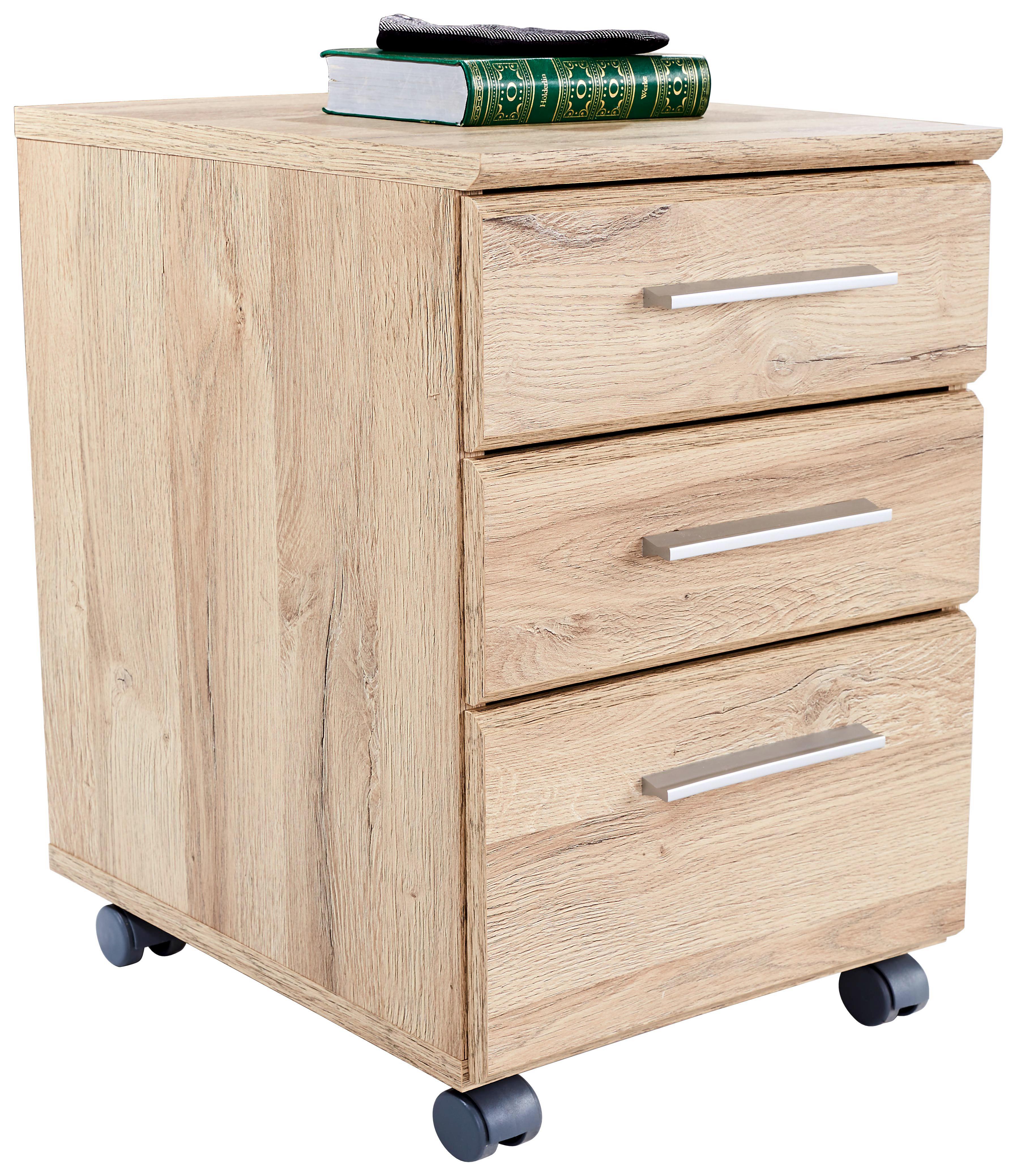 Rollcontainer Mindi - Eichefarben, MODERN, Holzwerkstoff/Kunststoff (40,8/54,8/41,3cm)
