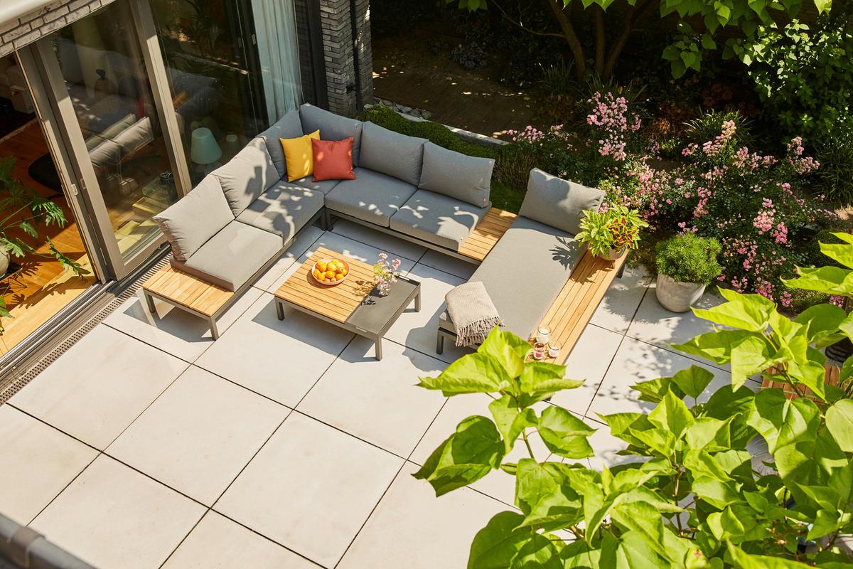 Loungetisch Aus Stahl und Echtholz - Anthrazit/Teakfarben, MODERN, Holz/Metall (102/70/27,5cm) - Siena Garden