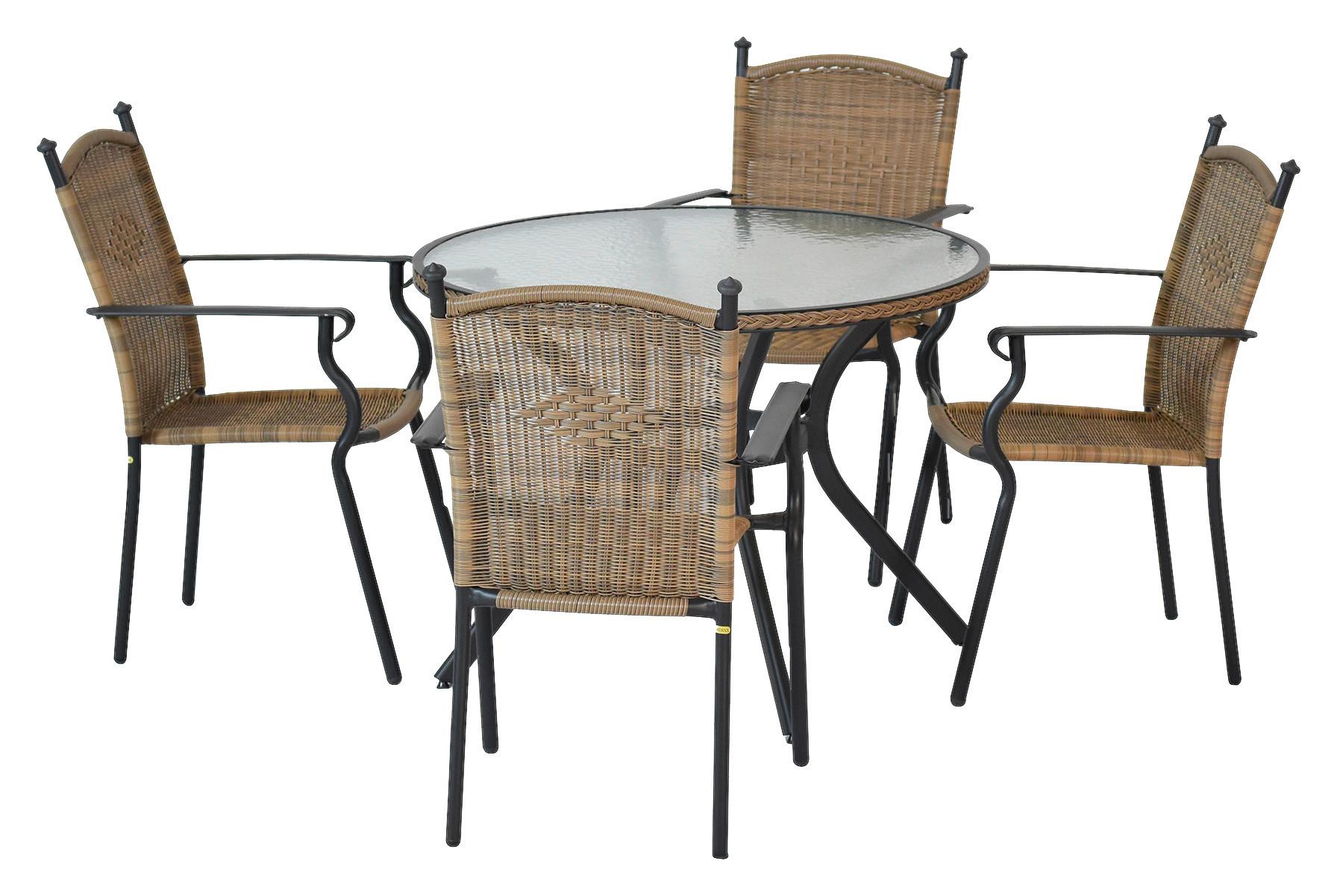 Gartenset Roma - Graphitfarben/Naturfarben, MODERN, Kunststoff/Metall - Gardenson