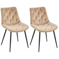 Stuhl-Set 2er Langford Bezug: Samt Taupe - Taupe/Schwarz, MODERN, Holz/Textil (52/85/59cm) - Livetastic