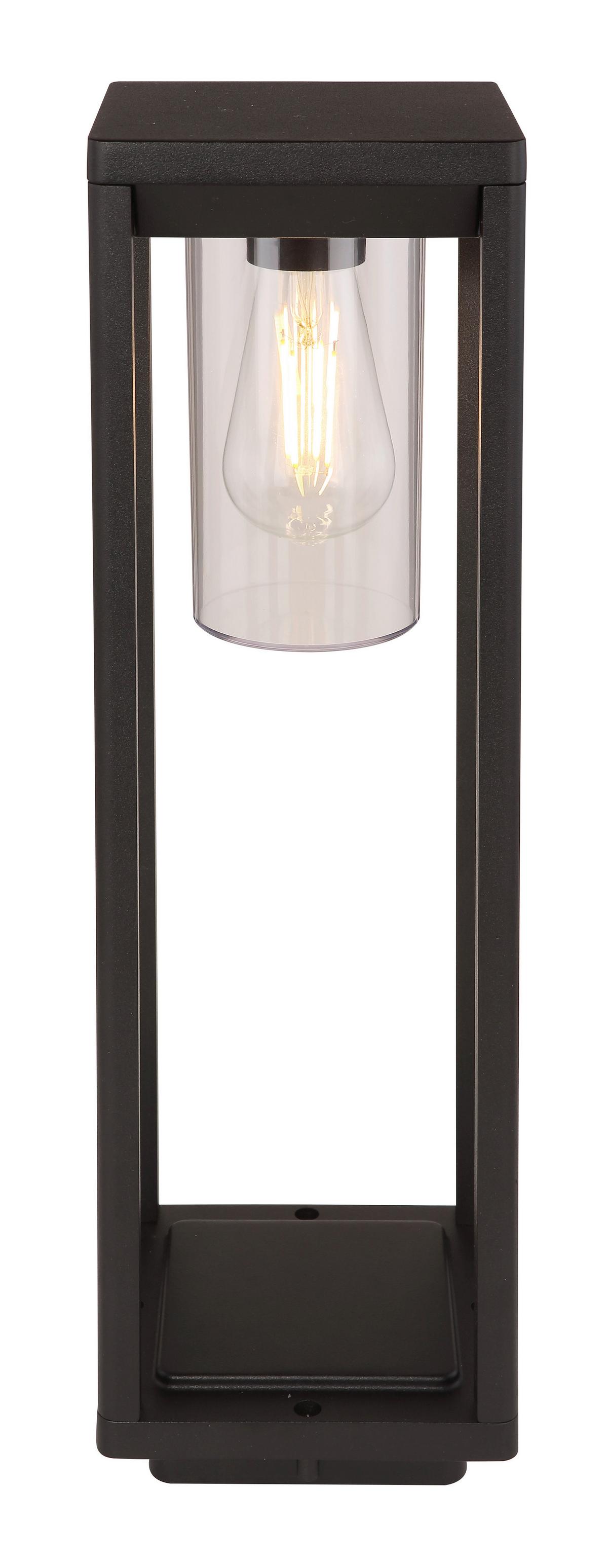 Außenleuchte Candela 15 Watt Aluminium - Klar/Schwarz, Basics, Kunststoff/Metall (15/15/50cm) - Globo