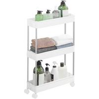 Servierwagen Weiß/Edelstahlfarben B: 14,4cm - Edelstahlfarben/Silberfarben, Basics, Kunststoff/Metall (14,4/60,6/42cm)