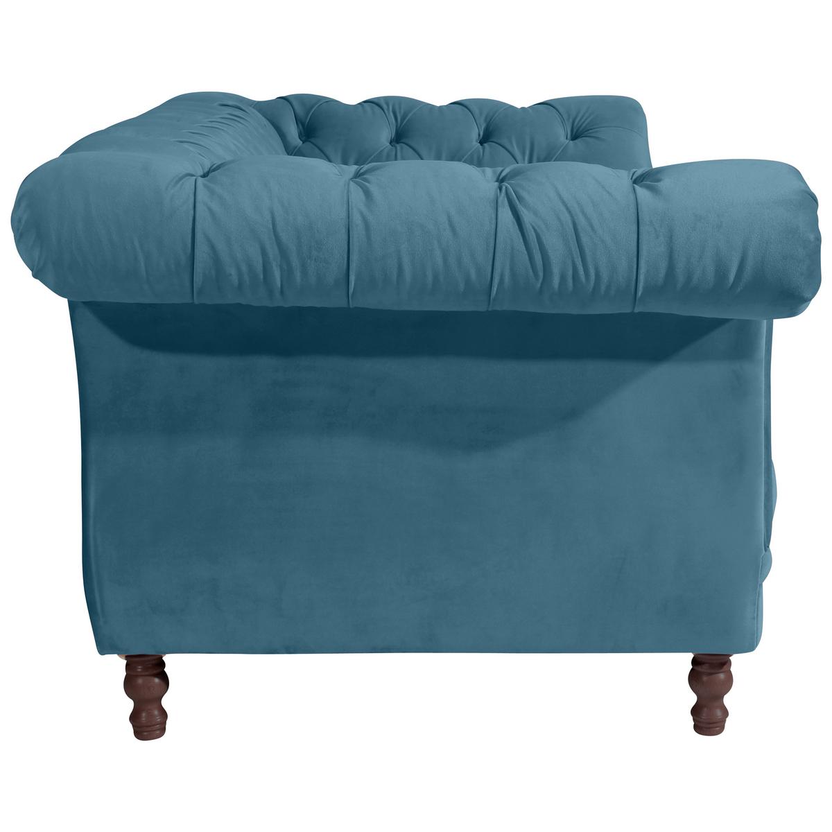 2-Sitzer-Sofa Ivette mit Armlehnen Petrol Velours - Nussbaumfarben/Petrol, Design, Textil (200/80/100cm) - Max Winzer