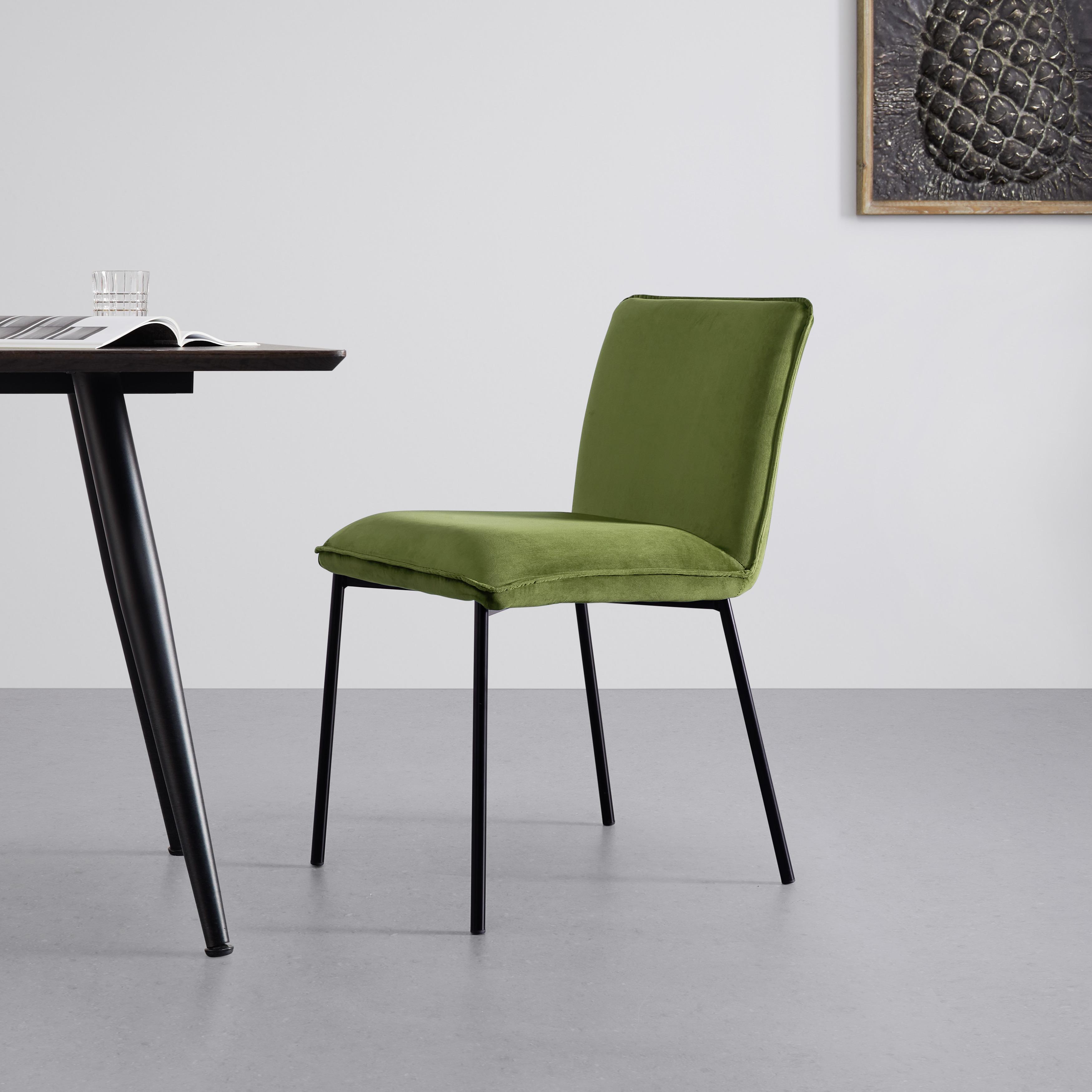 Stolička DARLA zelená - čierna/zelená, Modern, kov/drevo (49/81/55cm) - Bessagi Home