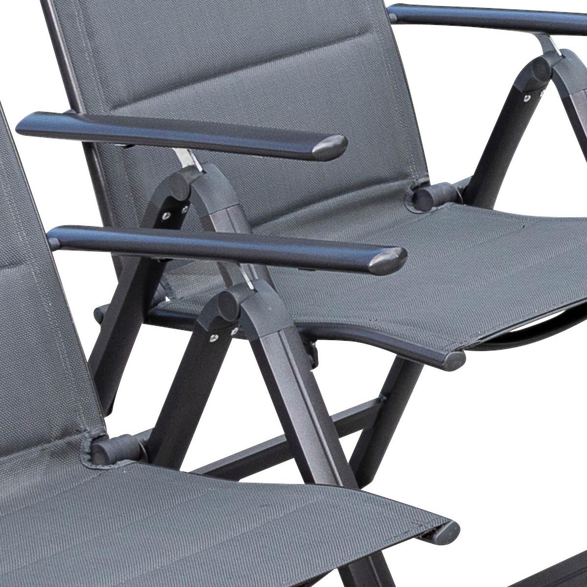 Gartengarnitur 5-Tlg. Taviano Metall/Textil/Glas - Graphitfarben/Grau, ROMANTIK / LANDHAUS, Glas/Textil - Gardenson