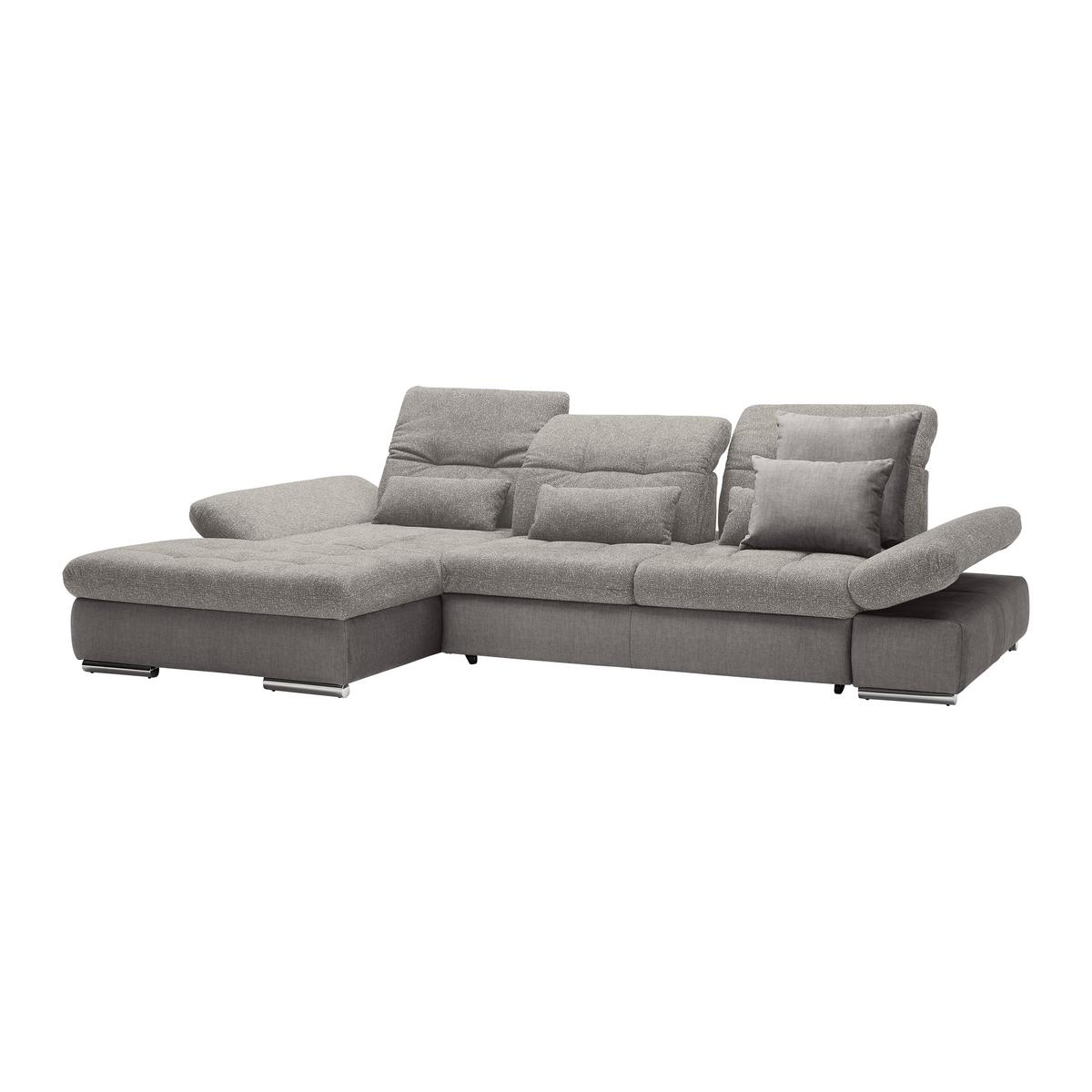 Rohová sedačka SANFINO, ľavá, strieborná - chrómová/strieborná, Konventionell, kov/drevo (199/79-96/305cm) - Premium Living
