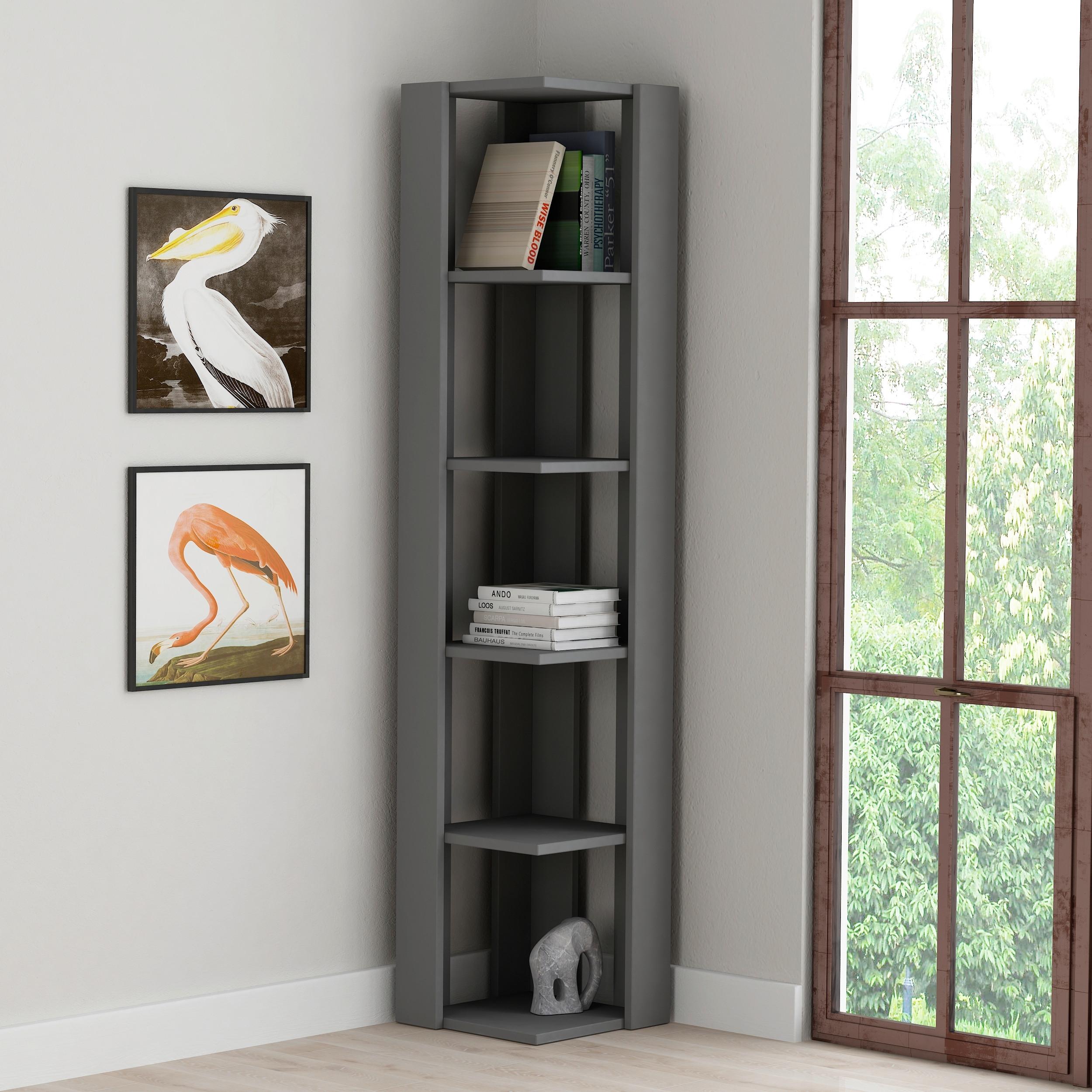 Bücherwand Nati, Anthrazit B: 34 Cm - Anthrazit, Design, Holzwerkstoff (34/161/34cm) - Livetastic