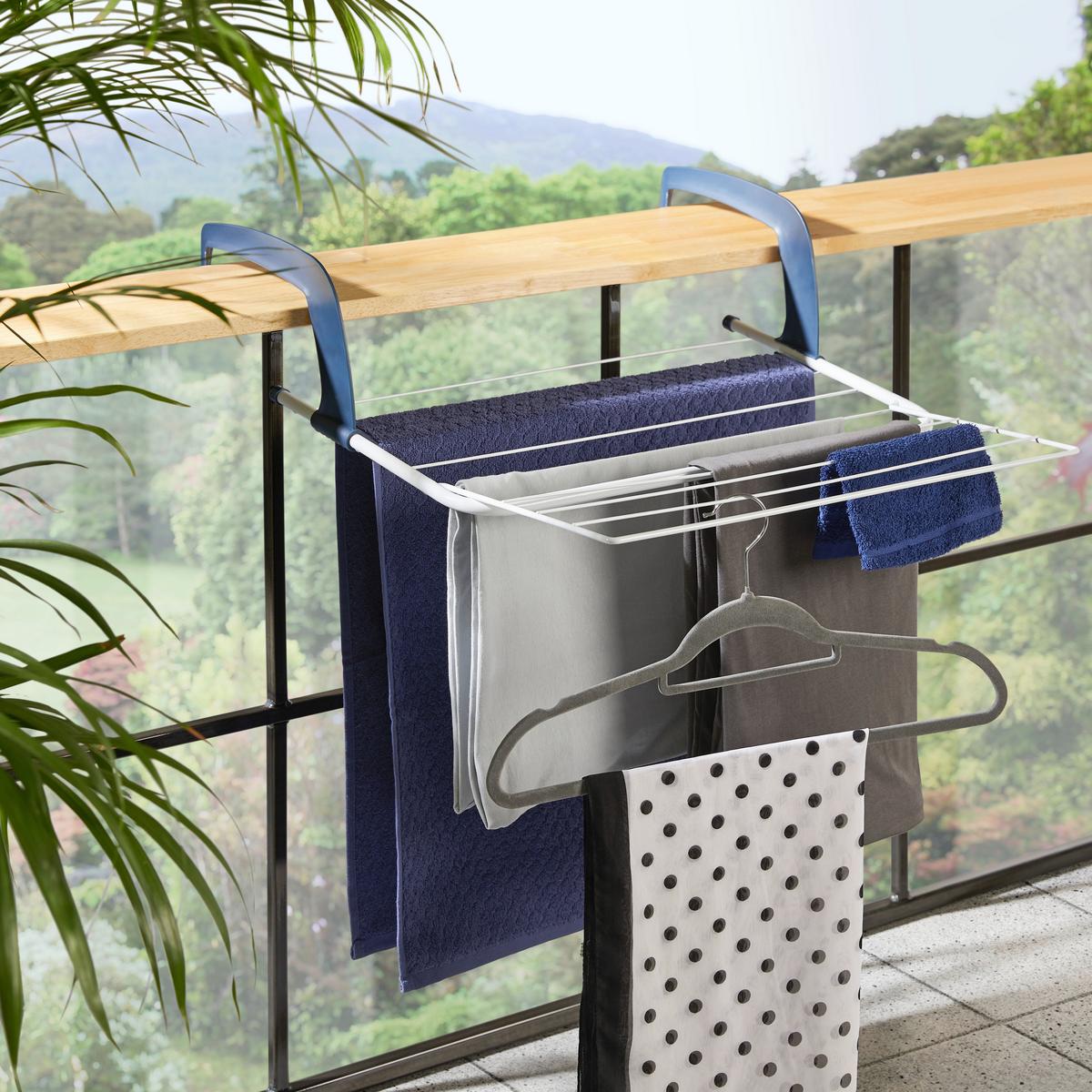 Wäscheständer Rock - Blau/Weiß, KONVENTIONELL, Kunststoff/Metall (51/51/16cm) - Homezone