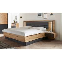 Doppelbett Mit Nachtkästchen 180x200 Cm Bilbao Grau/eiche - Eichefarben/Grau, Design, Holzwerkstoff/Textil (180/200cm) - Rauch Möbel