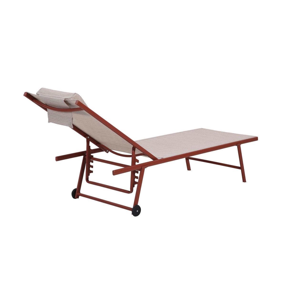 Dreibeinliege 2x Travis – Sonnenliege - Terracotta, Basics, Textil/Metall (55/97/185cm)