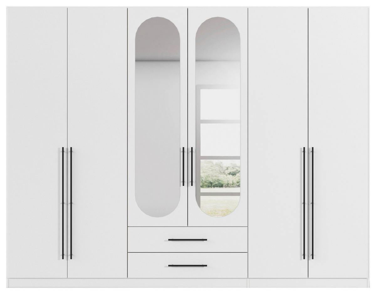 ŠATNÍ SKŘÍŇ S OTOČNÝMI DVEŘMI VELORA, šířka 271 cm - bílá/černá, Konvenční, kov/kompozitní dřevo (271/210/54cm) - Mömax