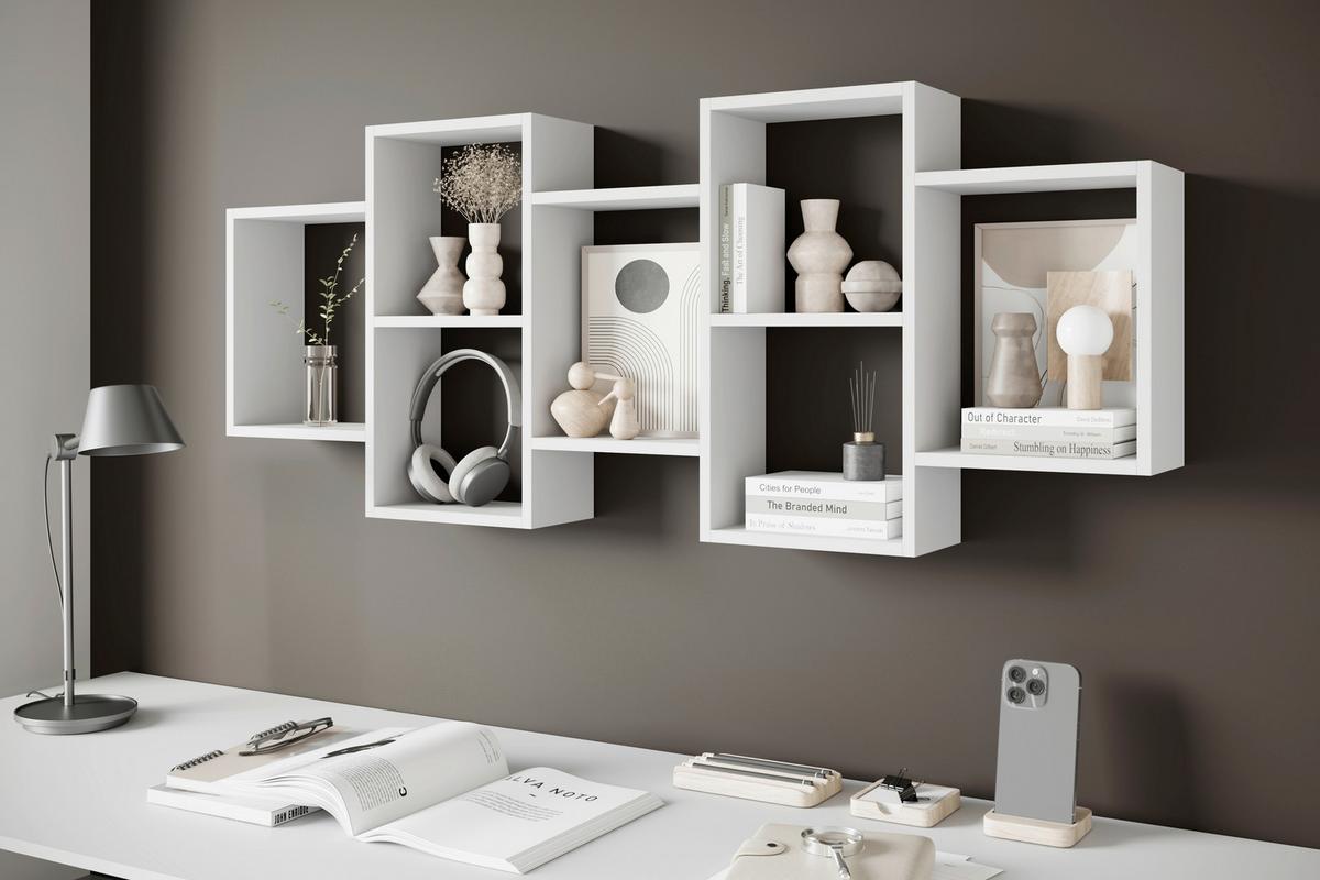 Wandregal Trio Weiß B: 160,8cm - Weiß, Basics, Holzwerkstoff (160,8/65/18cm)