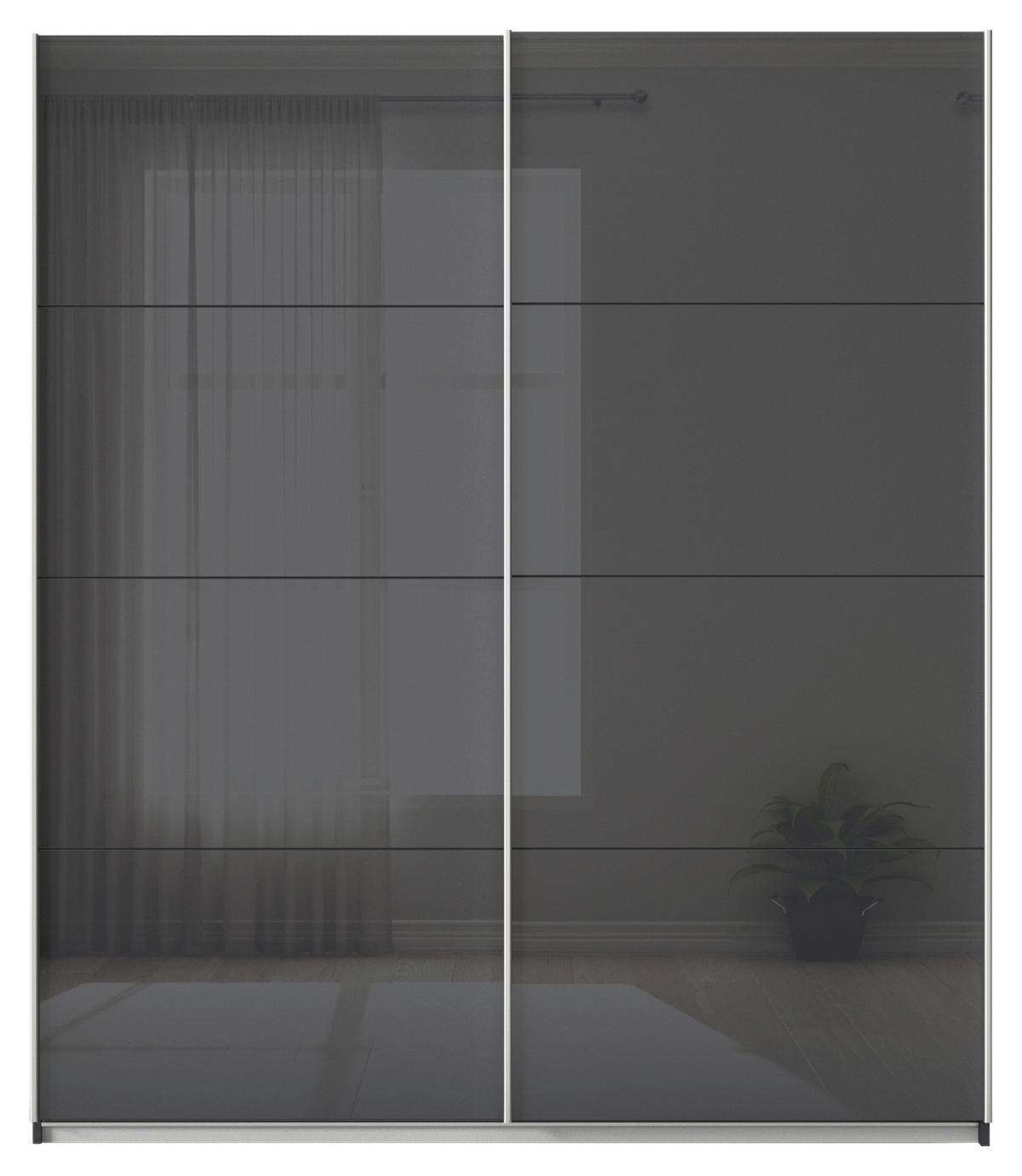 Schwebetüresnchrank B: 181cm Feldkirch Grau - Anthrazit/Anthrazit Hochglanz, MODERN, Glas/Holzwerkstoff (181/210/62cm)
