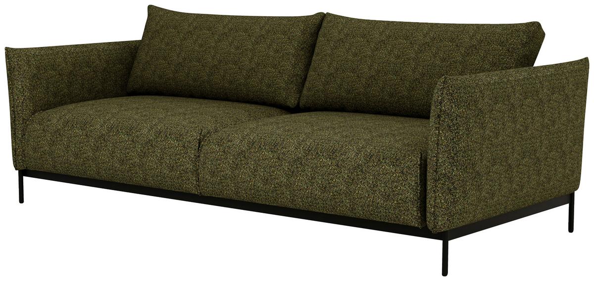 Sofa Mit Stauraum Bueno Chenille Grün B: 223 Cm - Schwarz/Grün, Design, Textil (223/96/95cm) - Livetastic